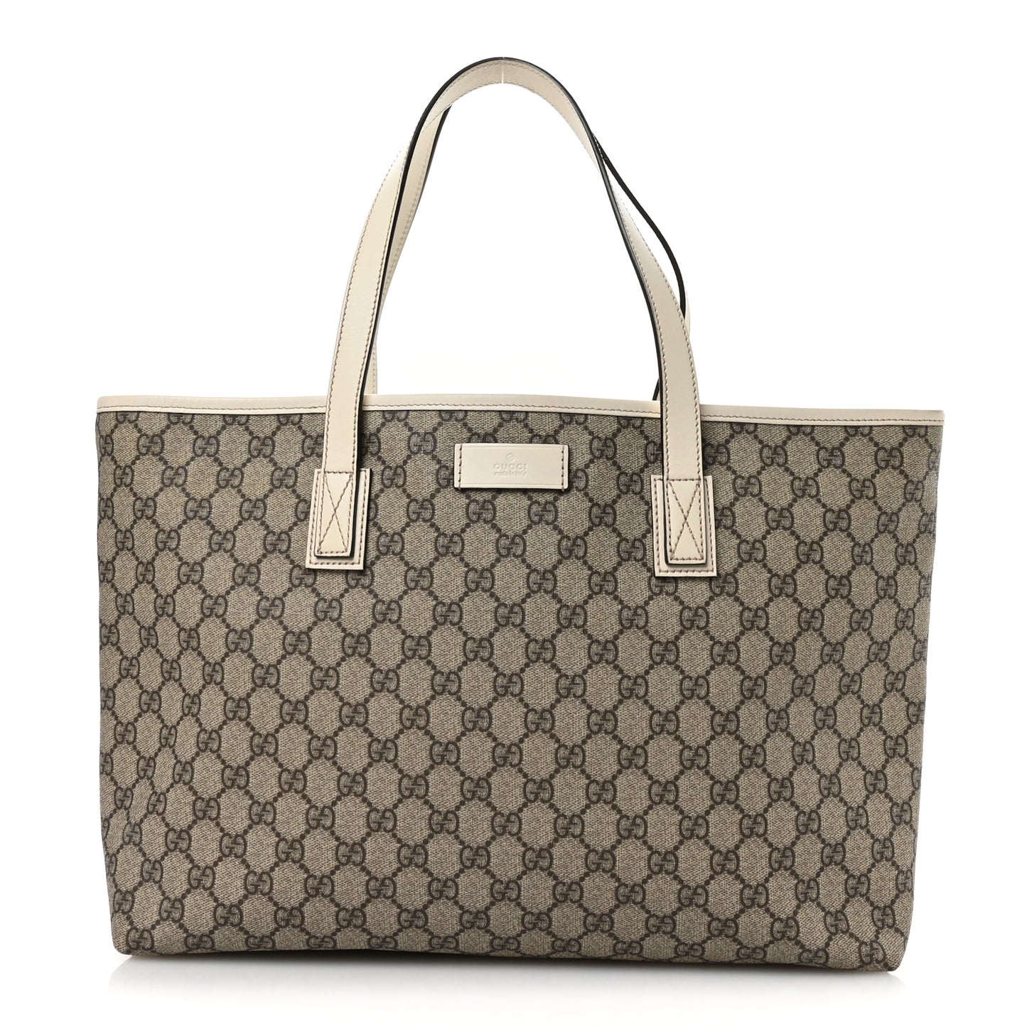 GG Supreme Monogram Medium Zippered Shopping Tote Off White