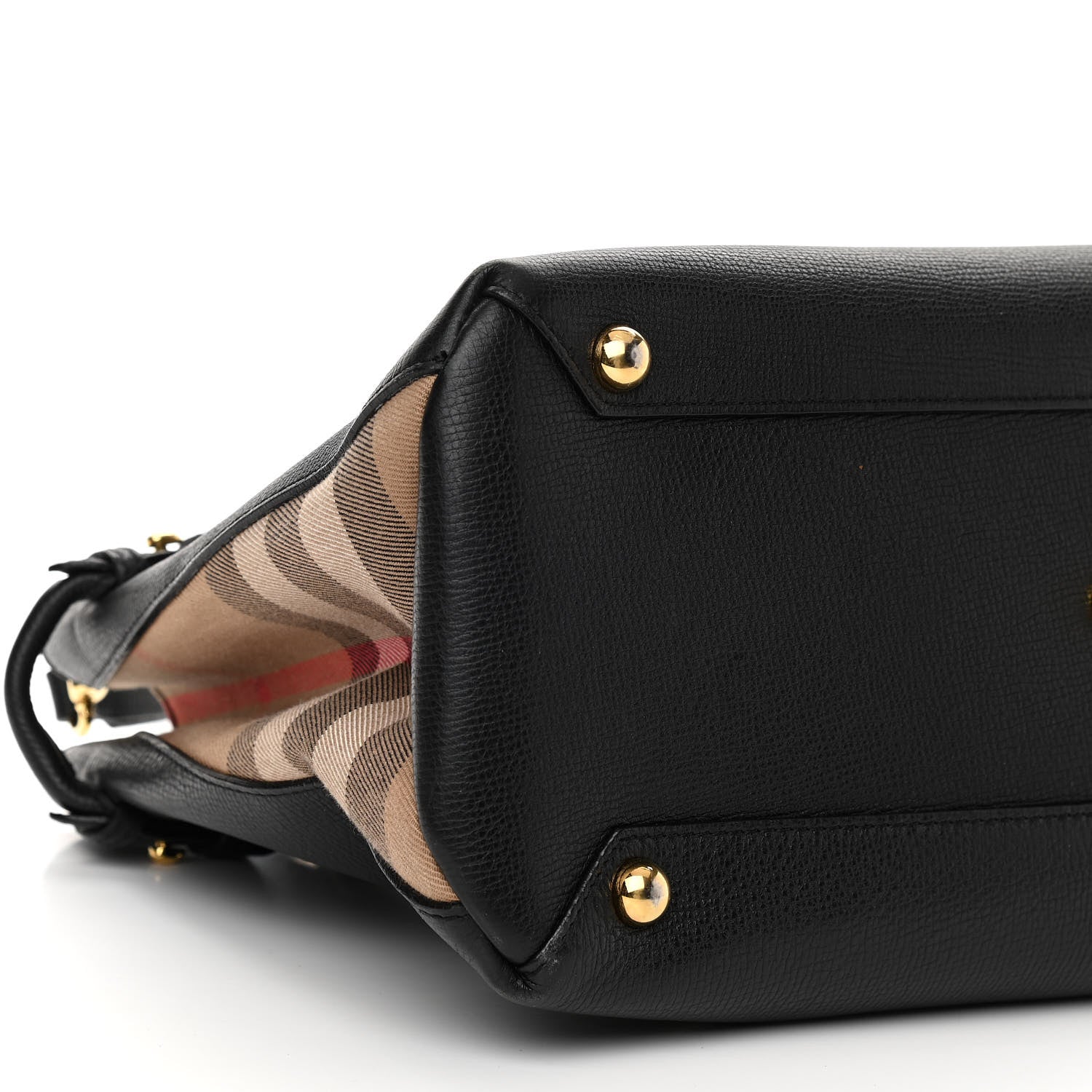 Burberry Derby Calfskin House Check Medium Banner Tote Black 9 of 11