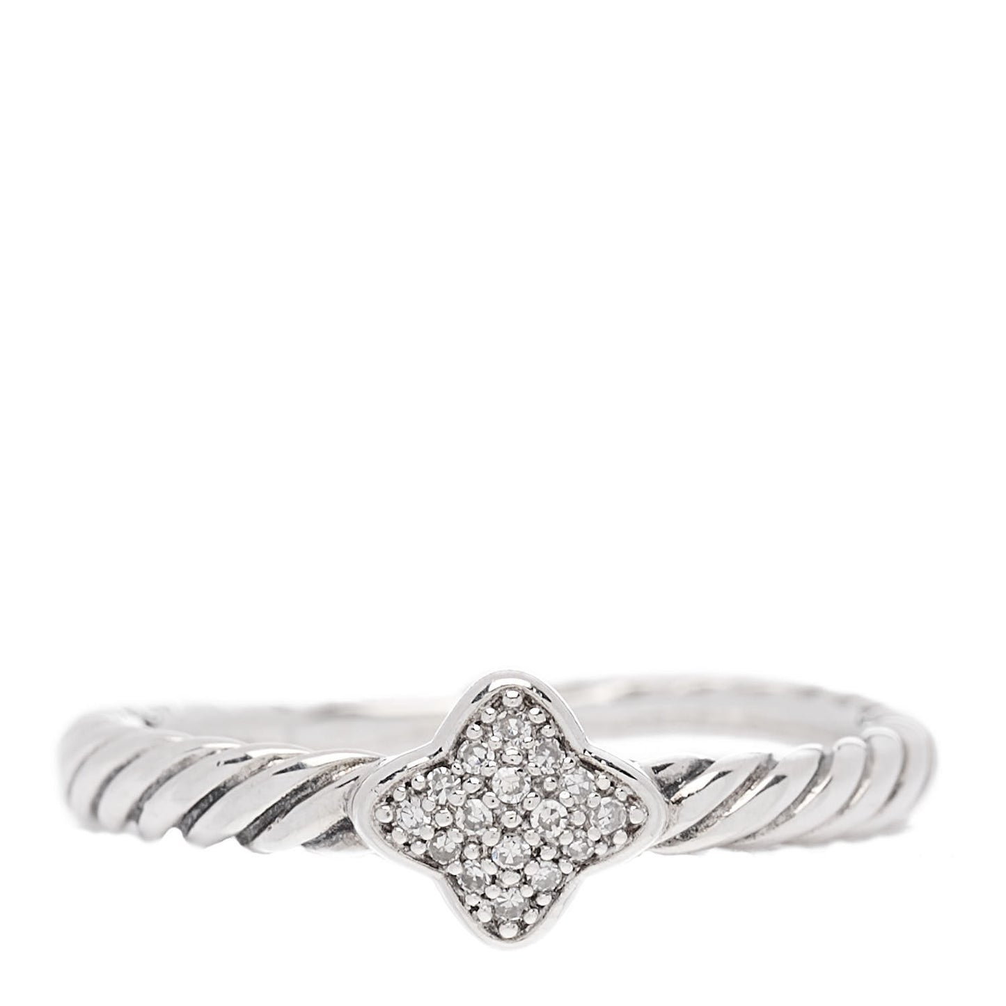 Sterling Silver Diamond Quatrefoil Ring 52 6