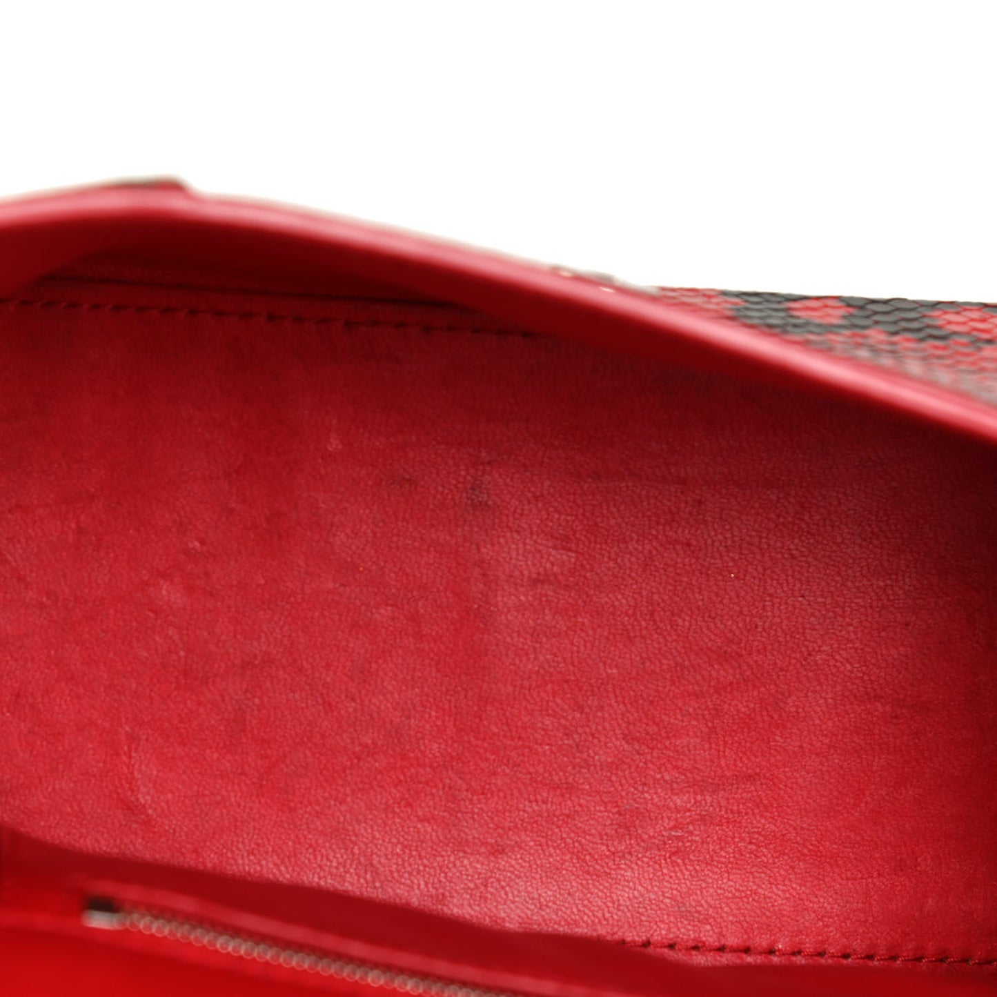 Shiny Calfskin Python Effect Small Hourglass Top Handle Bag Red