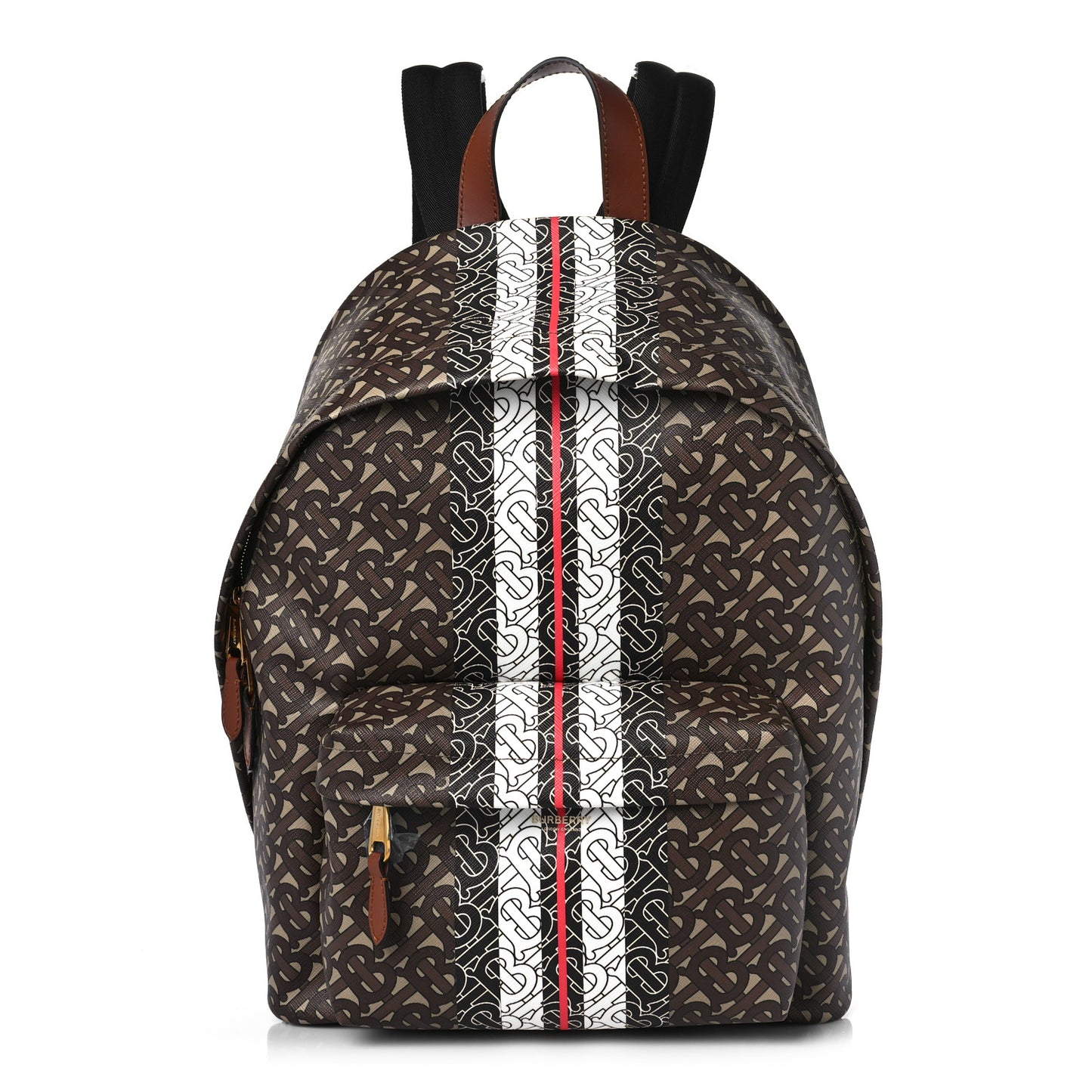 E-Canvas Monogram Stripe Backpack Bridle Brown