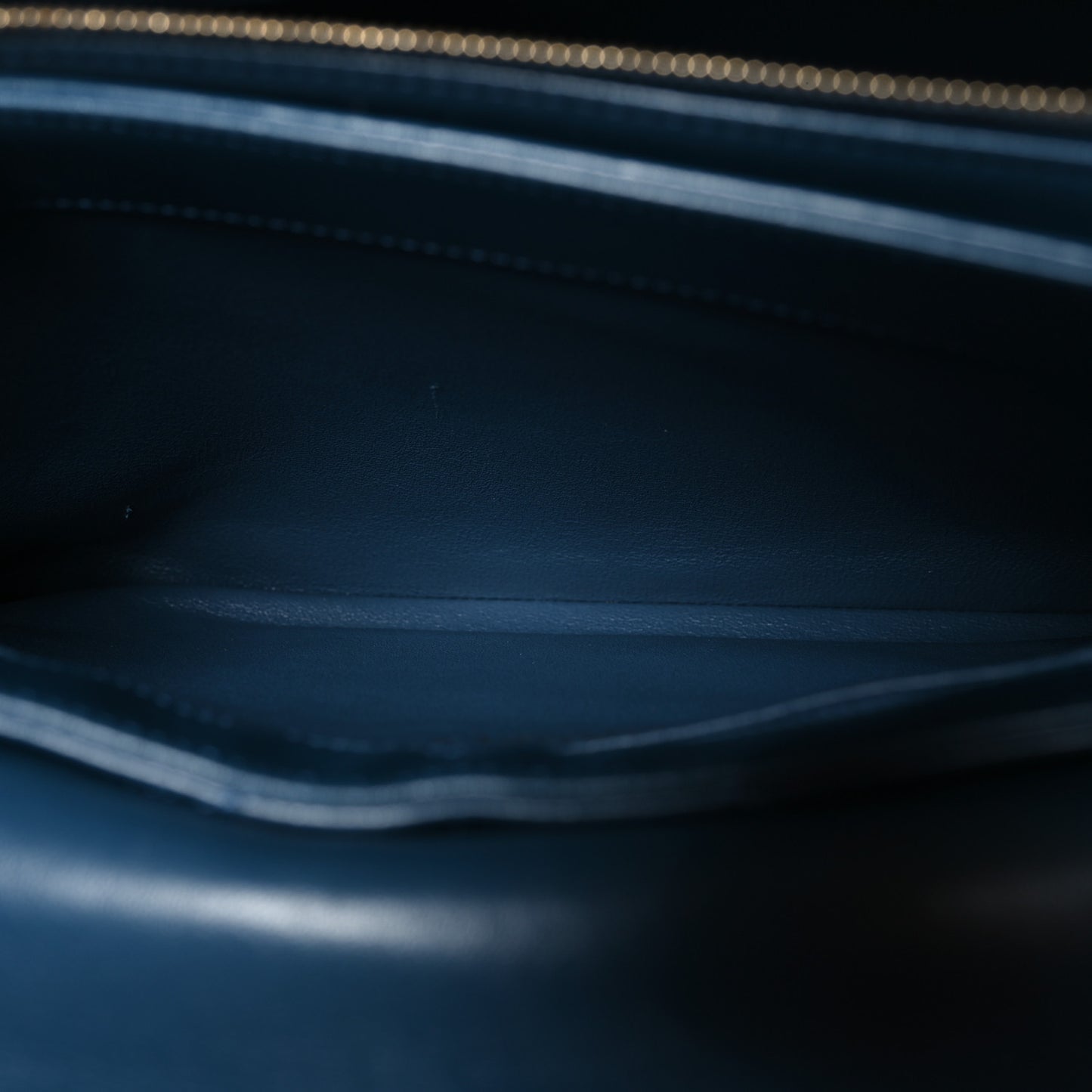 Lambskin Chevron Stitched Large Envelope Flap Blue