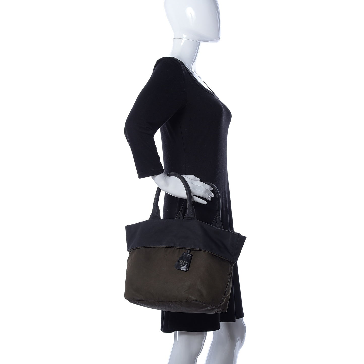 Tessuto Nylon Small Double Reversible Tote Black Militare