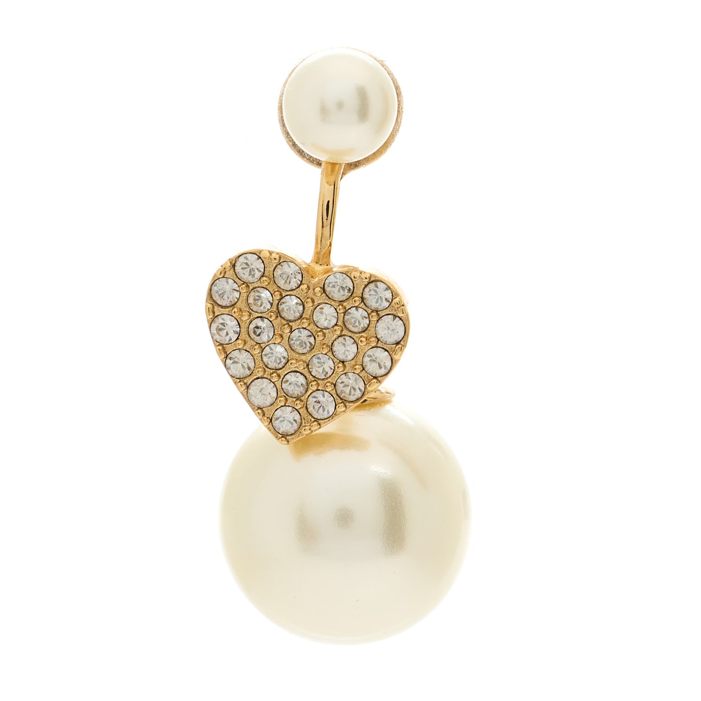 Pearl Crystal Heart Tribal Earring Gold