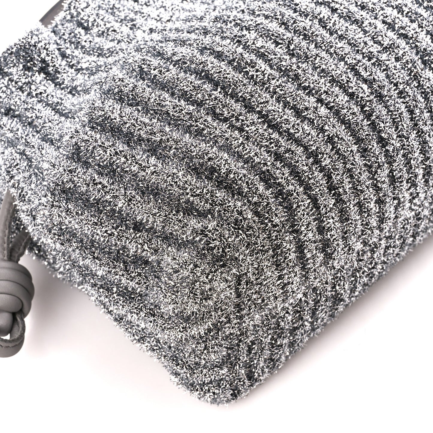 Lurex Mini Flamenco Knot Clutch Silver