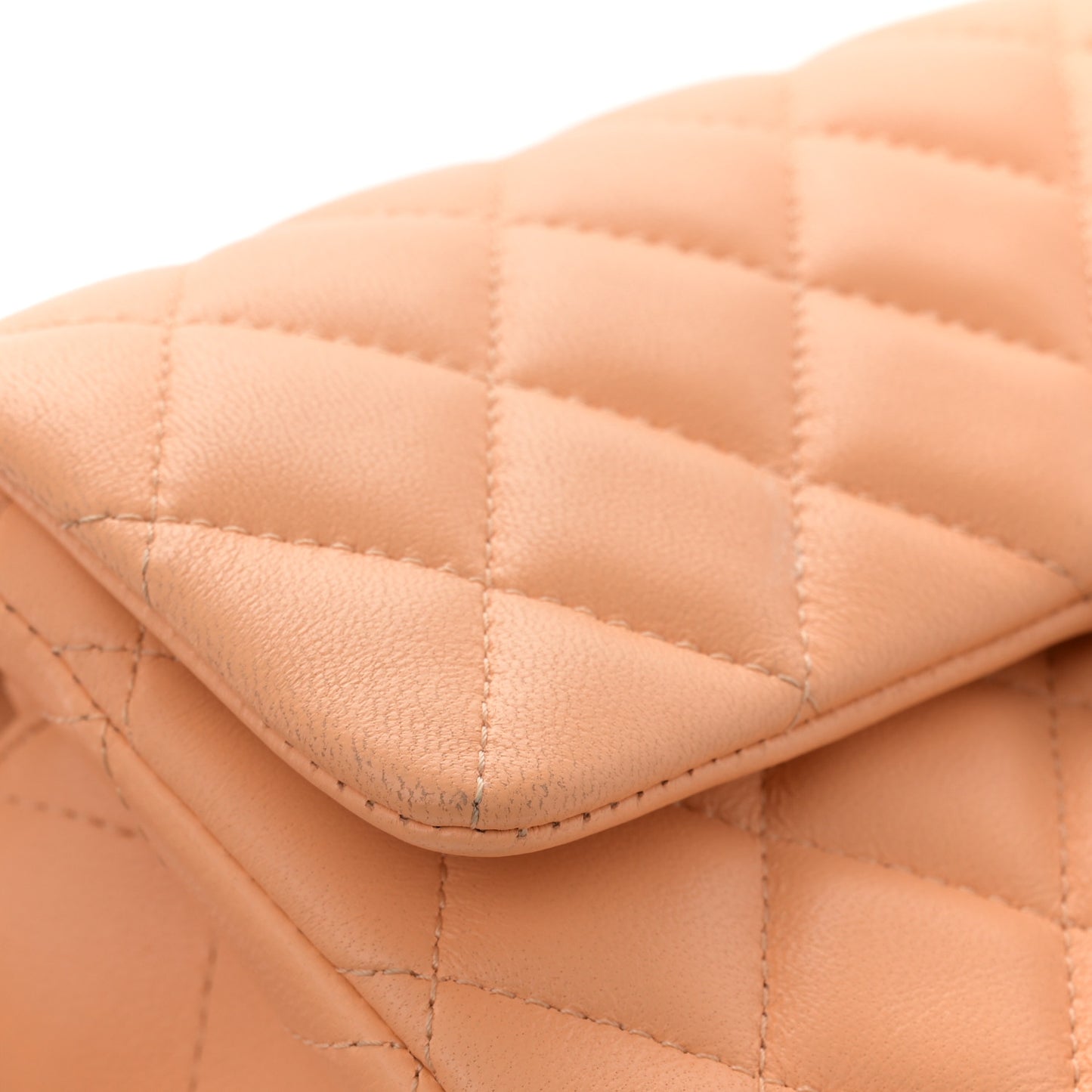 Lambskin Quilted Mini Rectangular Flap Light Orange