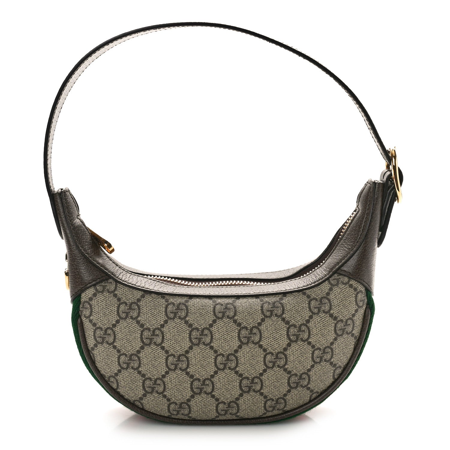 Gucci GG Supreme Monogram Textured Calfskin Web Mini Ophidia Half Moon Hobo Beige Ebony New Acero 1 of 11