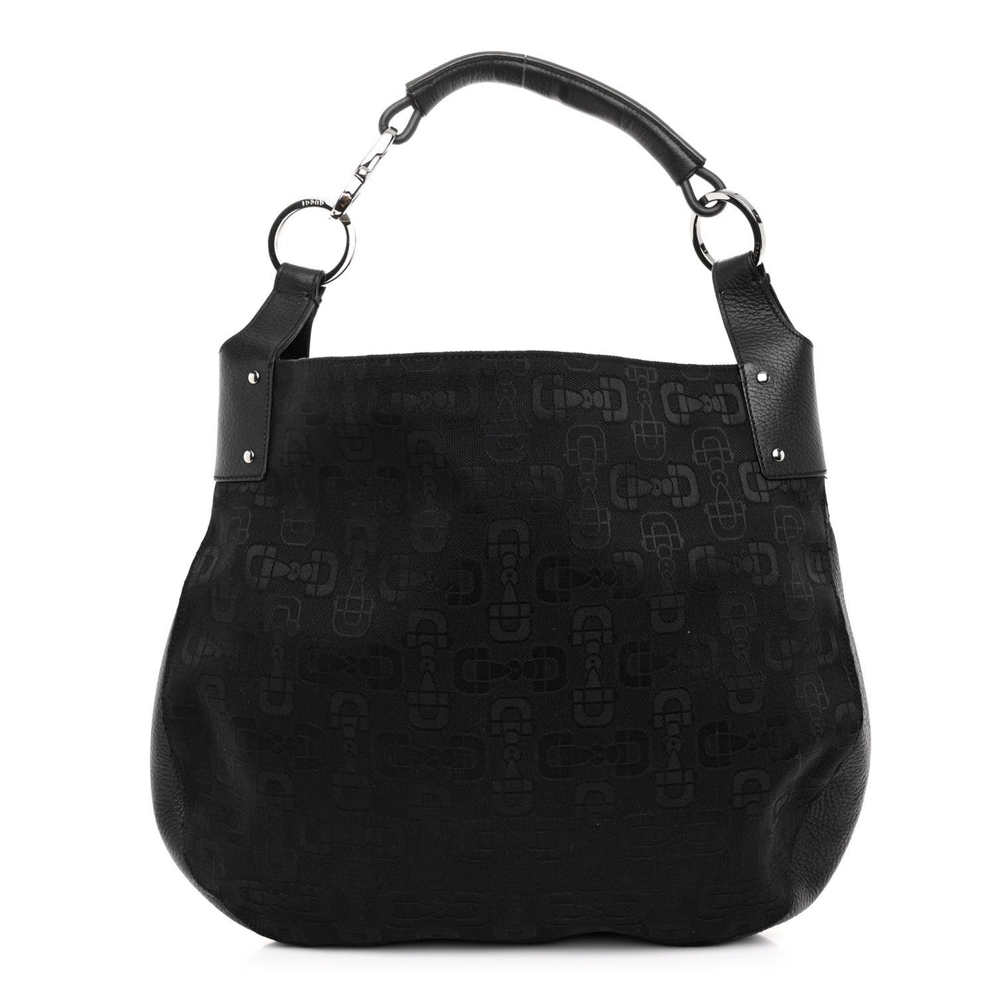 Canvas Horsebit Print Hobo Black