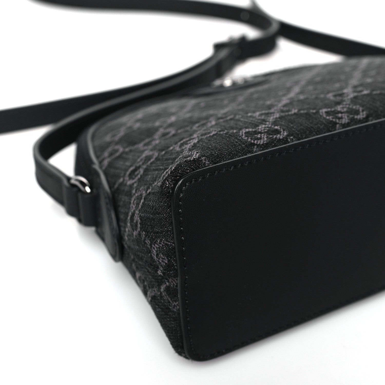 Gucci Denim Cuoio Harness GG Monogram Small Ophidia Dome Shoulder Bag Black Medium Grey 7 of 8