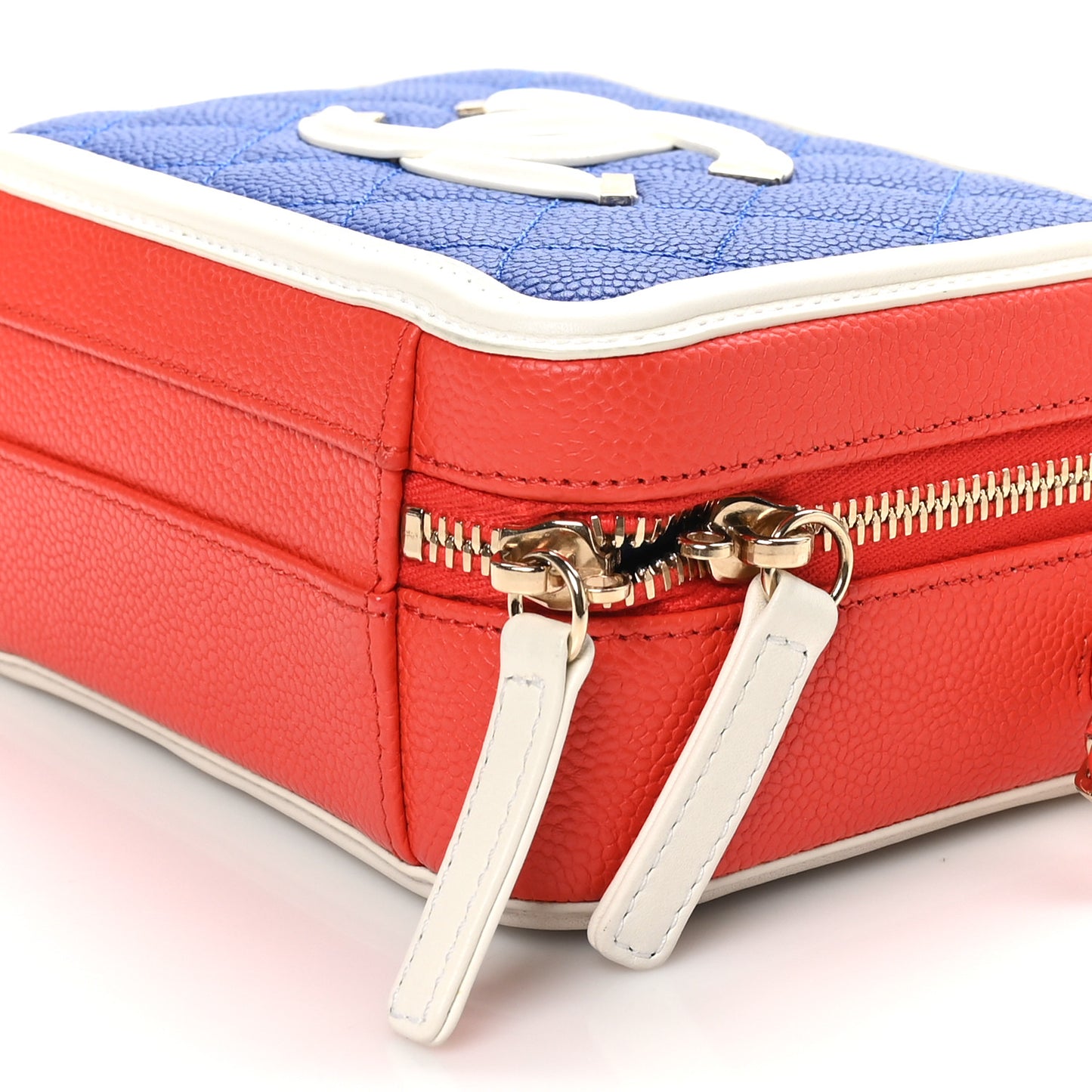 Caviar Quilted Small CC Filigree Vanity Case Blue White Red