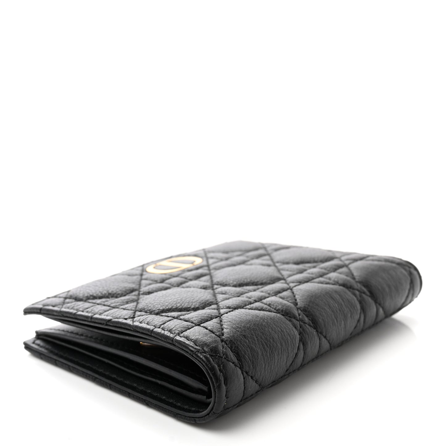 Supple Calfskin Cannage Caro Slim Wallet Black