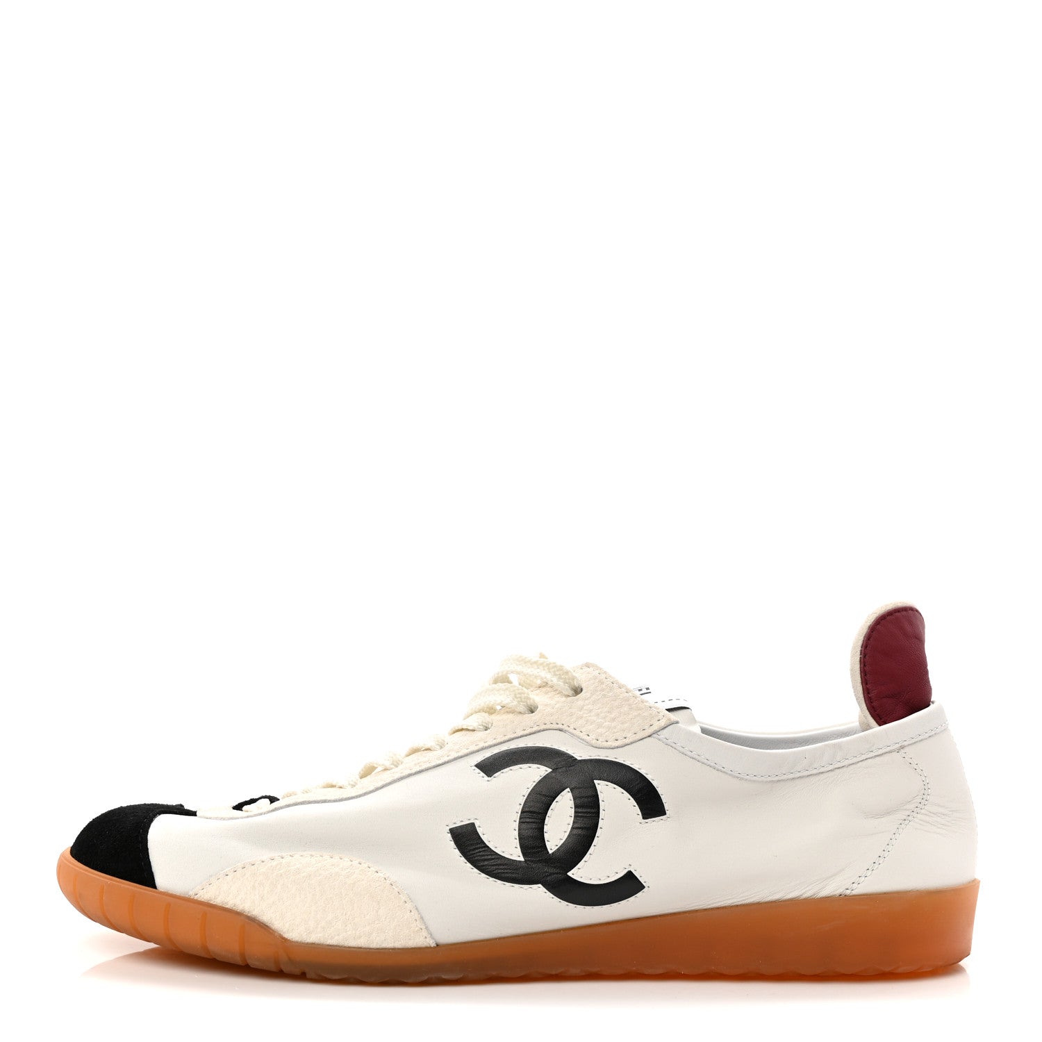 Chanel Calfskin Embossed Suede Sneakers 38 White Black 1877840