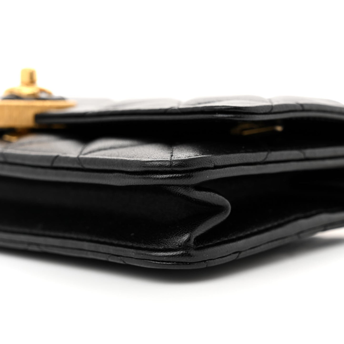Lambskin Plexiglass Quilted Coco Love Wallet On Chain WOC Black