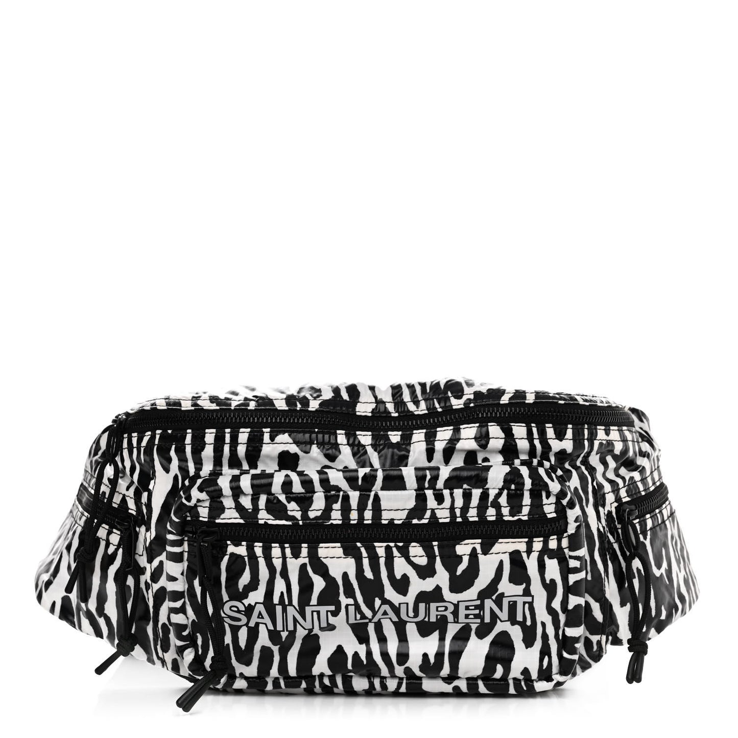Nylon Leopard Print Belt Bag Black