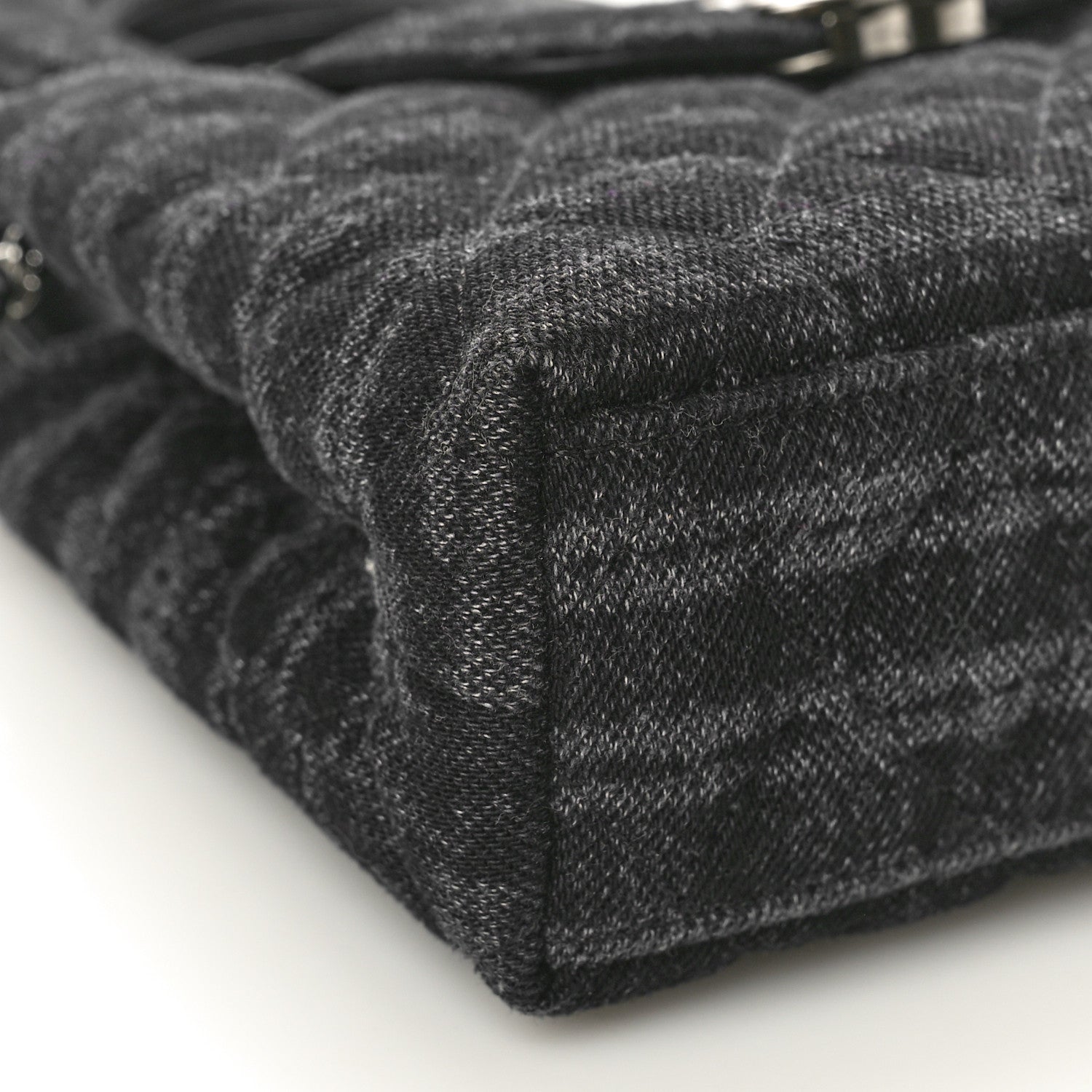 Chanel Printed Denim Quilted Nano Kelly Shopper Black Grey 9 of 10