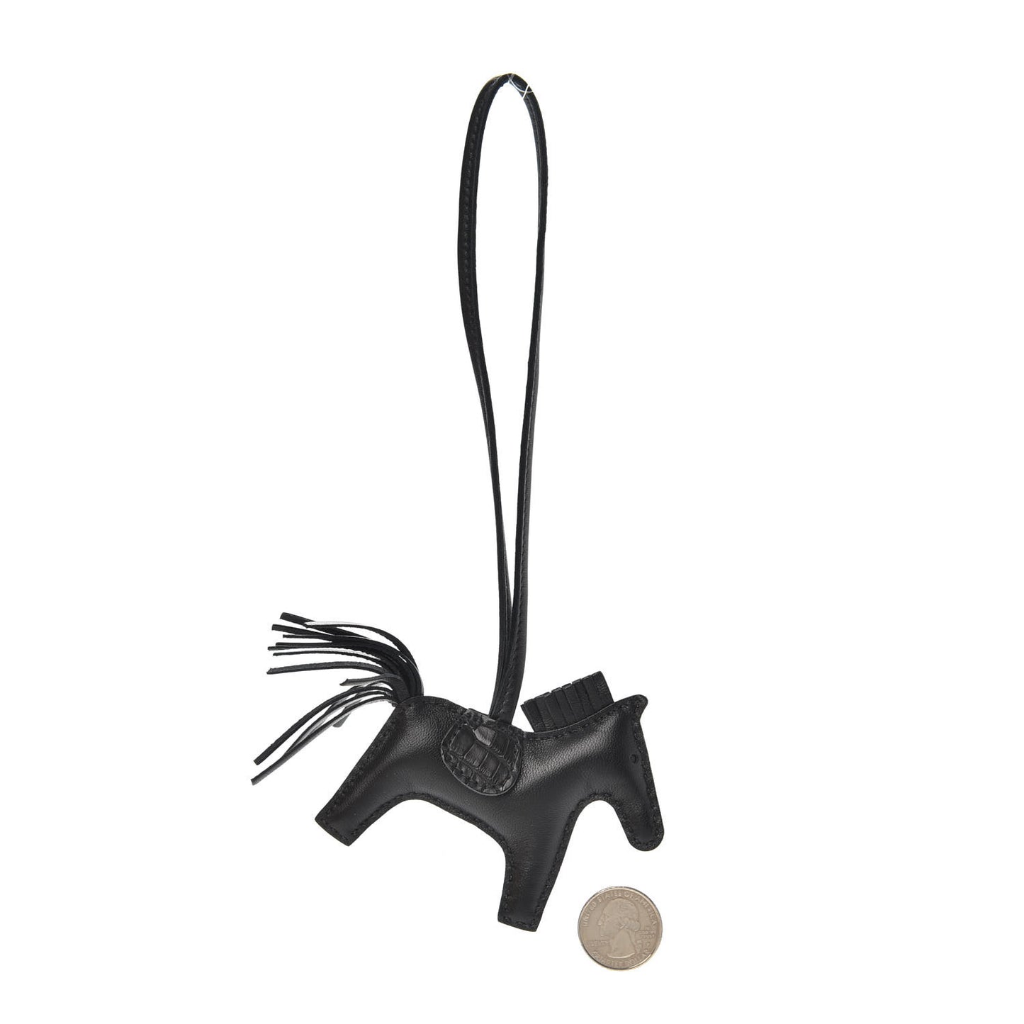 Milo Lambskin Matte Alligator Touch Grigri Rodeo Horse Bag Charm PM So Black