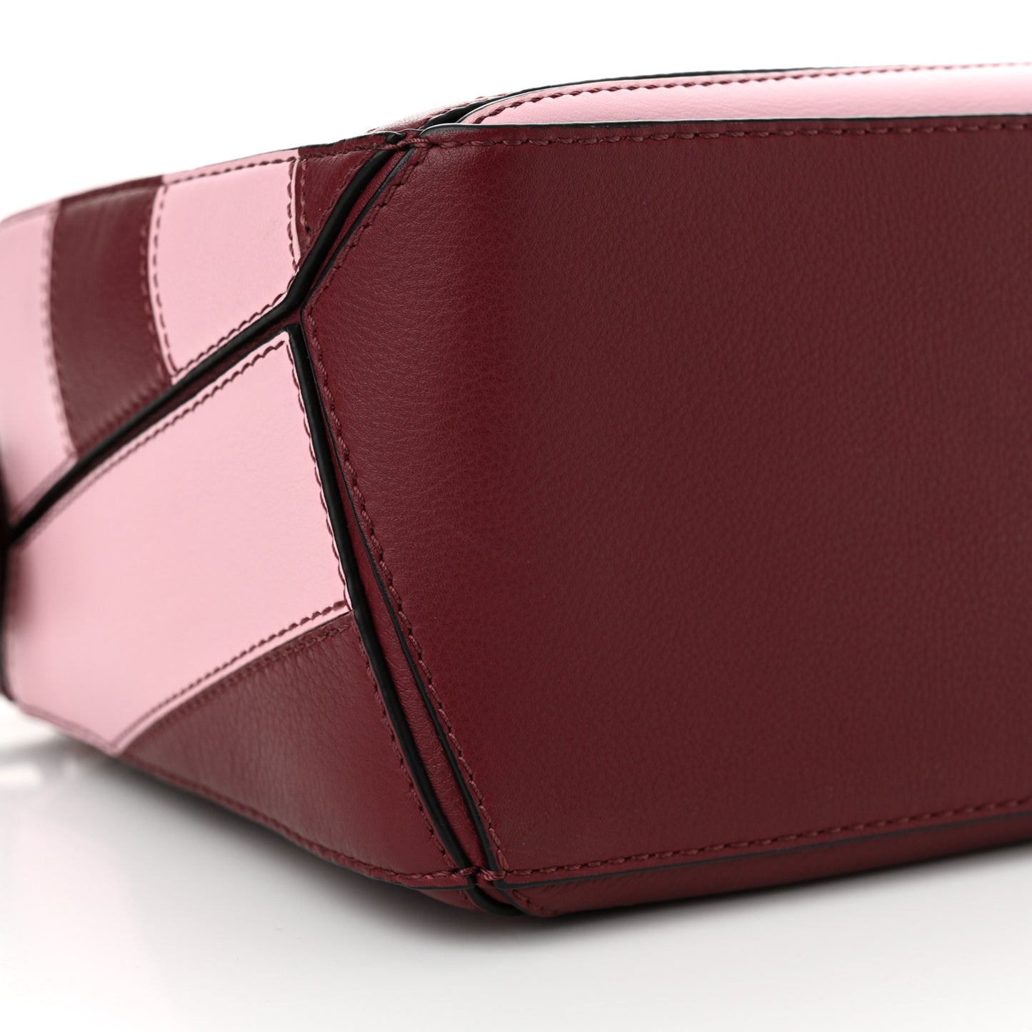 Calfskin Rugby Small Puzzle Bag Wine Pastel Pink