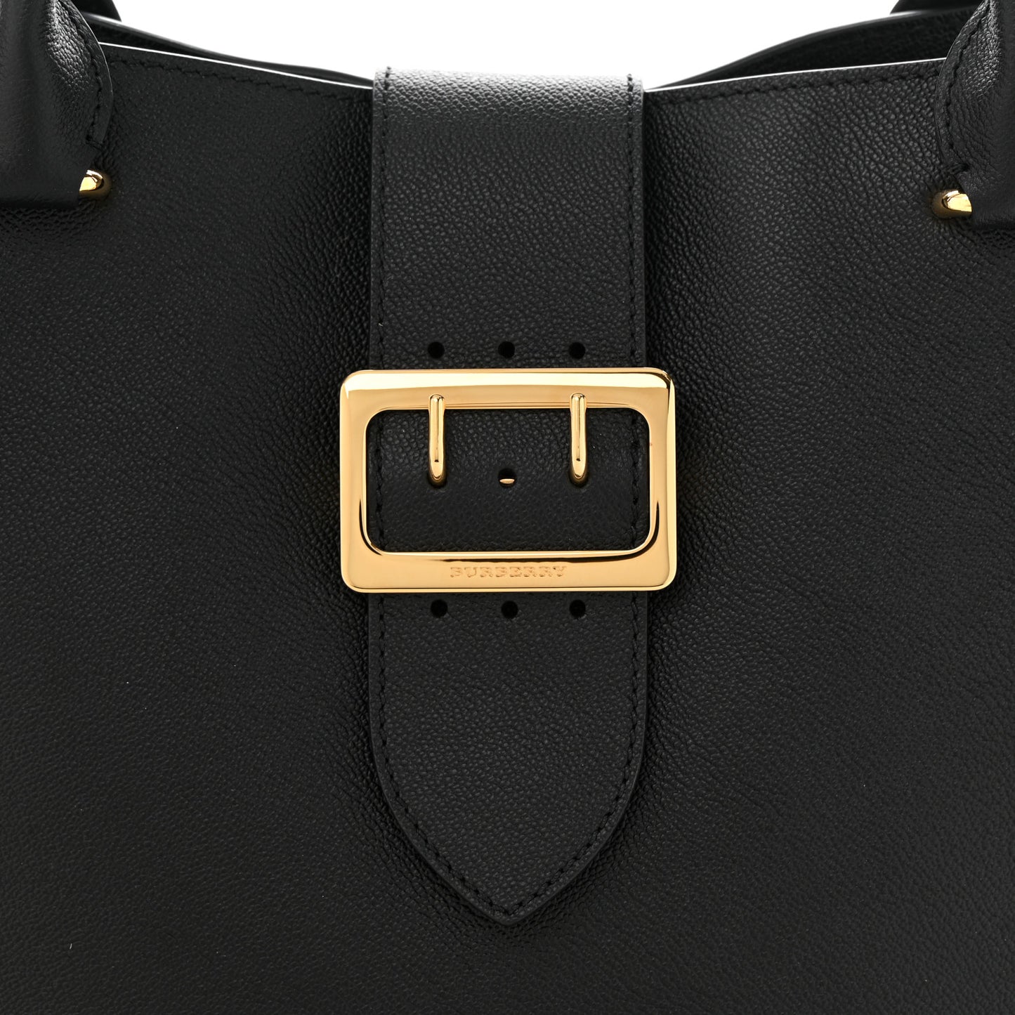 Soft Grain Calfskin Medium Buckle Tote Black