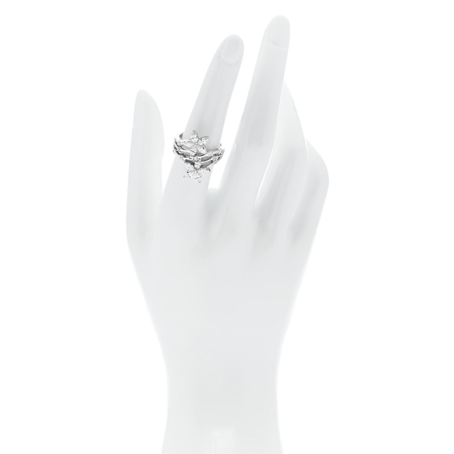 18K White Gold Diamond 1.46ctw Flower Ring 53 6.5
