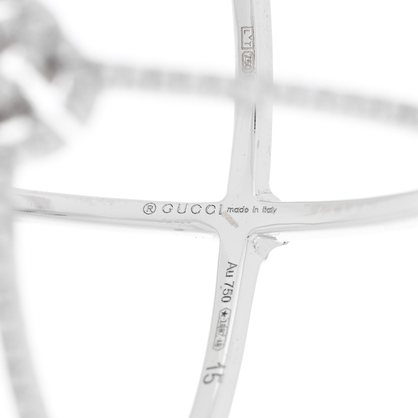 18K White Gold Diamond Running G Cross Ring 54 7