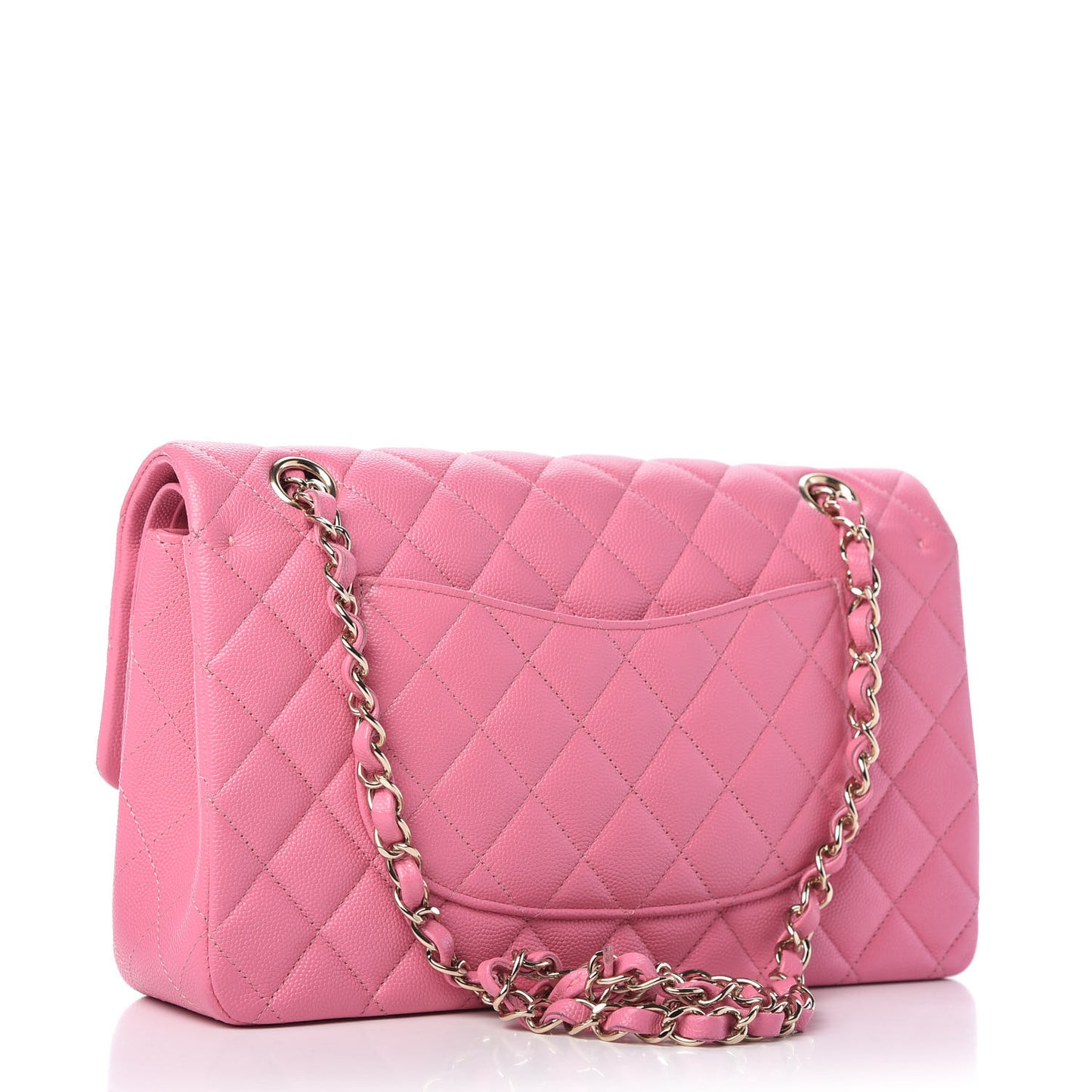 Caviar Quilted Medium Double Flap Pink