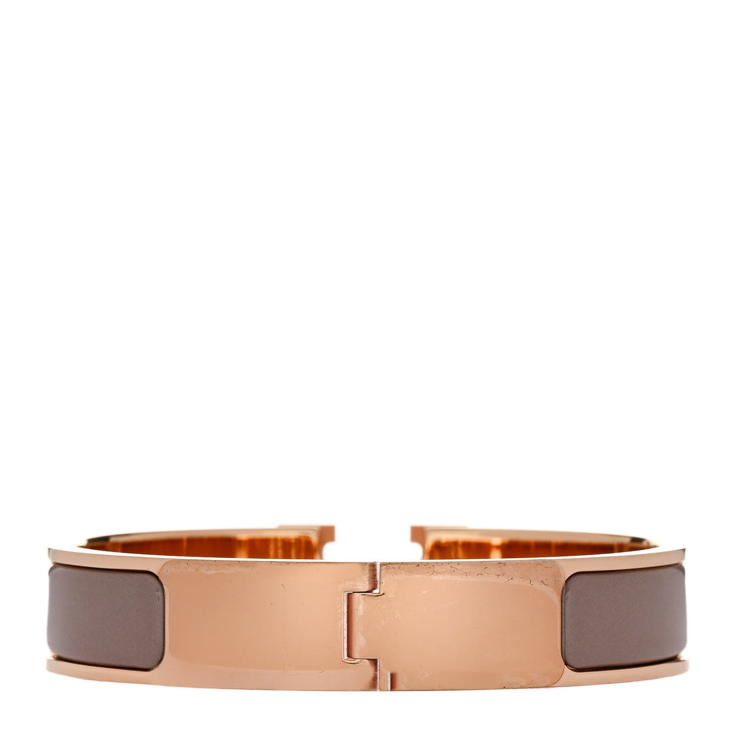 Enamel Narrow Clic Clac H Bracelet PM Marron Glace