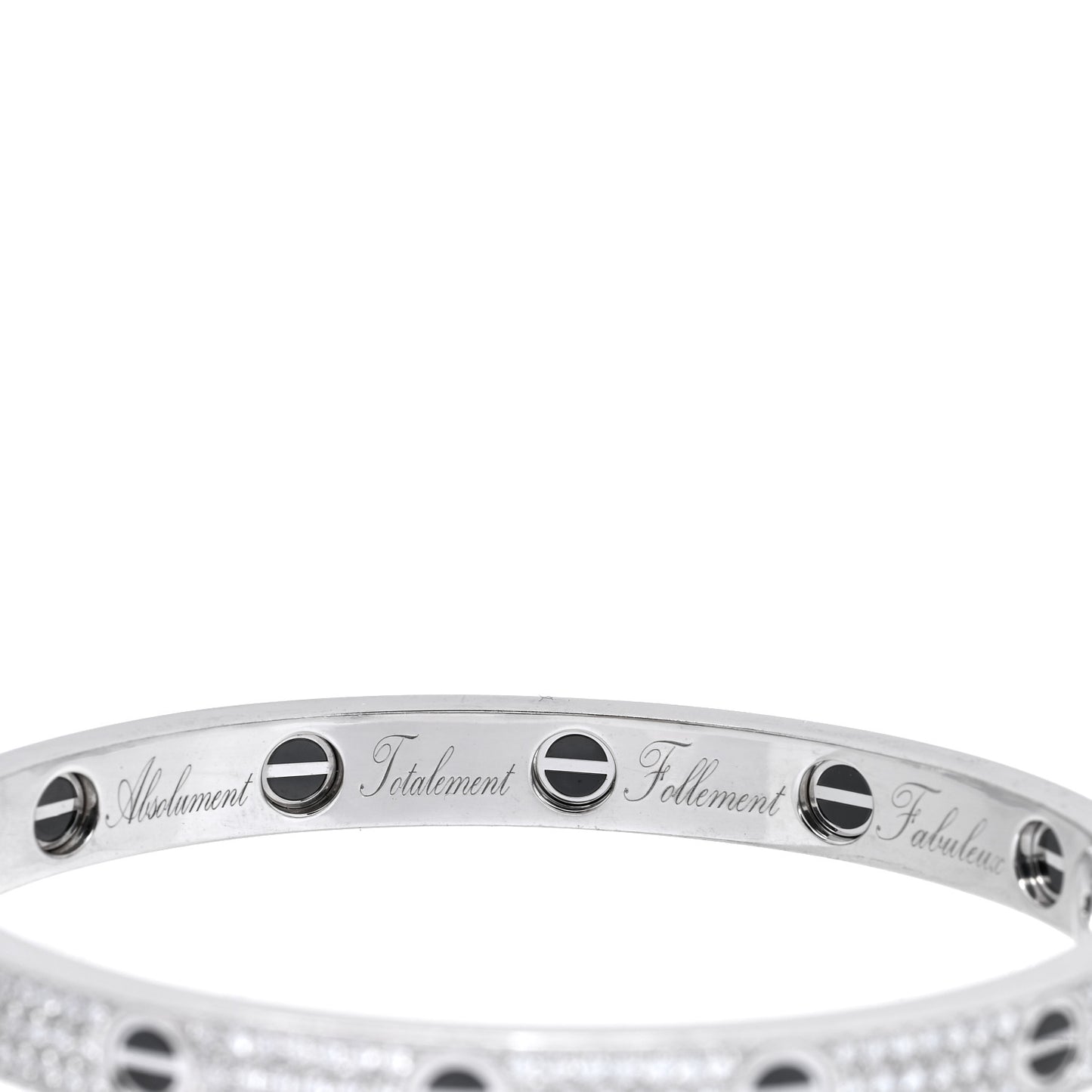 18K White Gold Diamond Ceramic LOVE Paved Bracelet 18