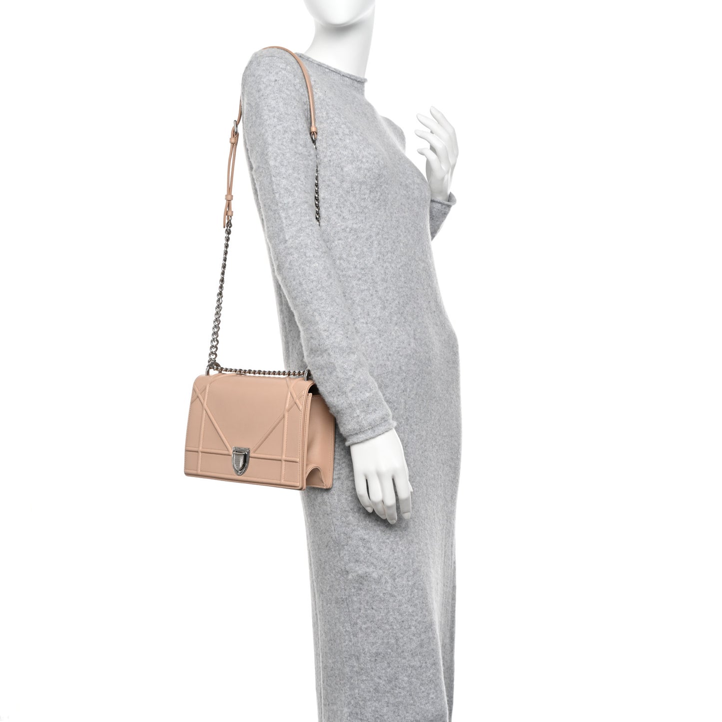 Lambskin Medium Diorama Flap Bag Nude