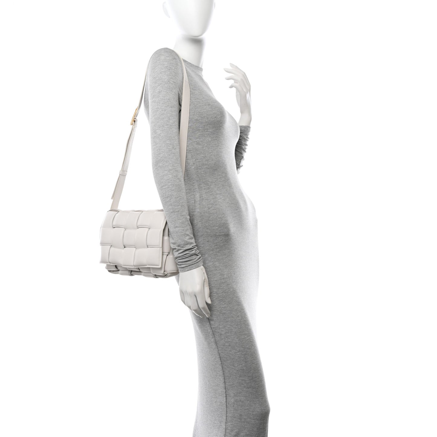 Nappa Maxi Intreccio Padded Cassette Crossbody Bag Chalk