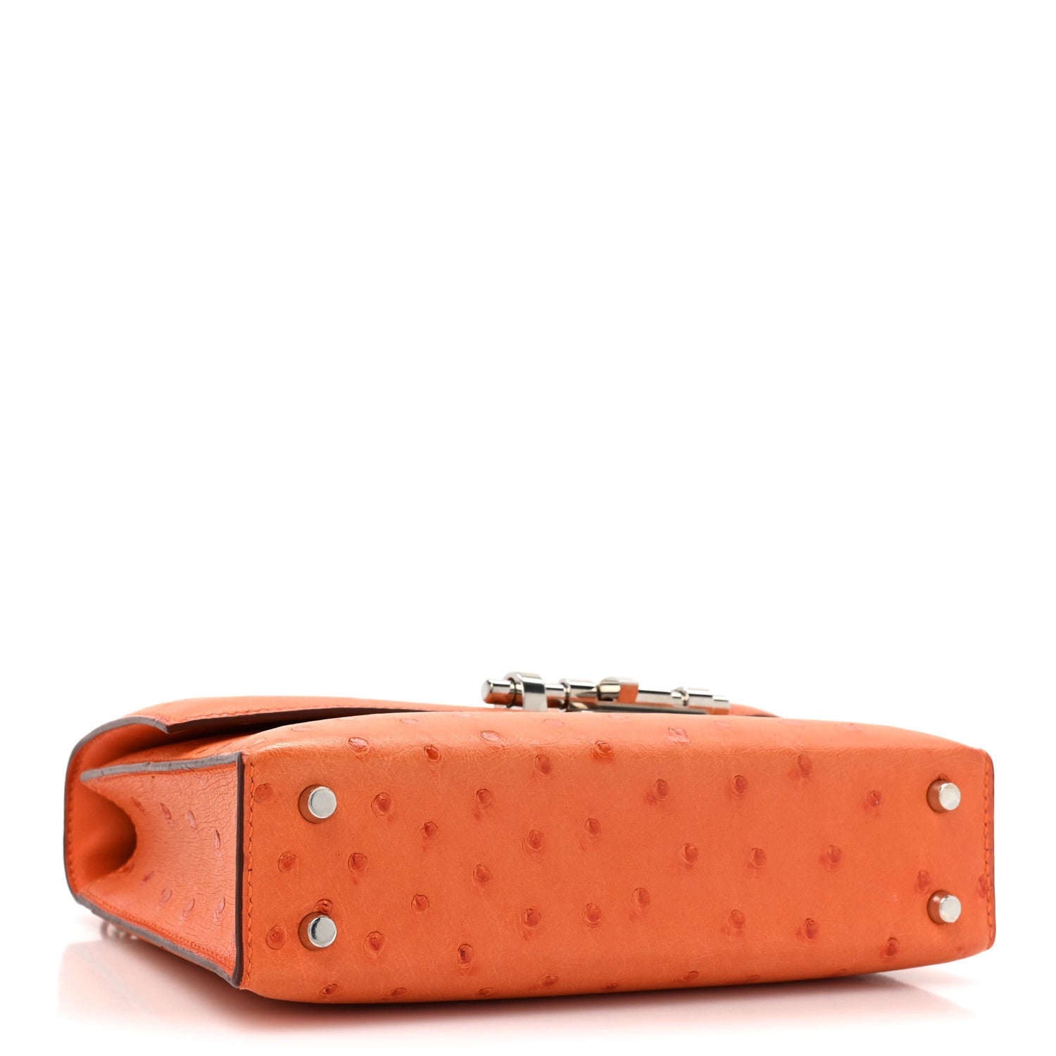 Hermes Ostrich Mini Verrou Chaine Bag Orange 4 of 9