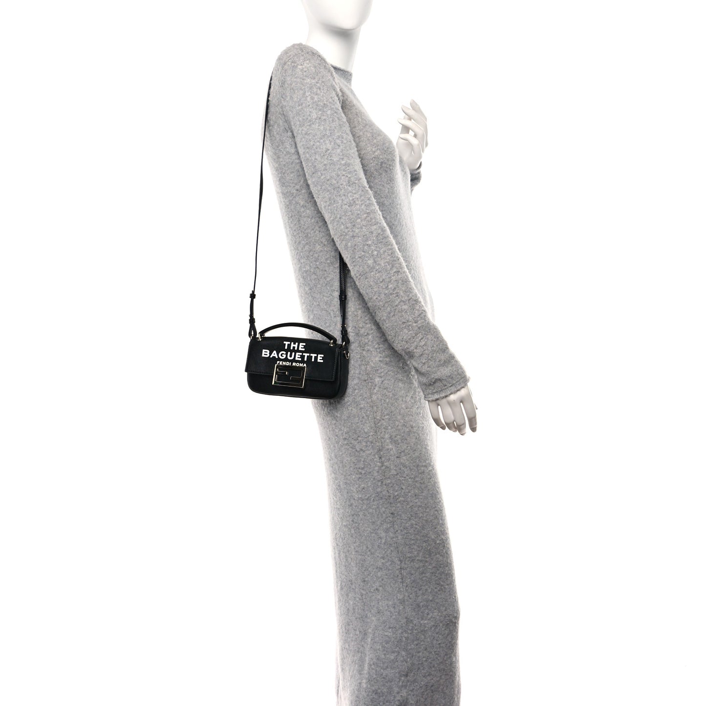 X MARC JACOBS Nappa Logo Phone Baguette Black
