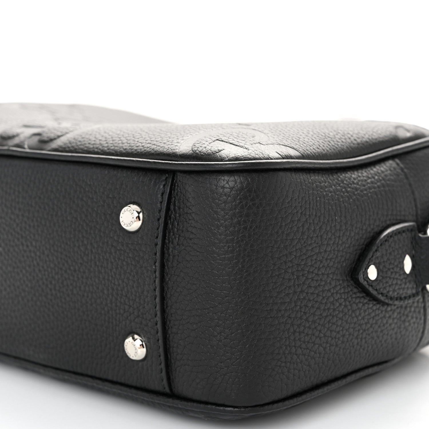 Gucci Piuma Calfskin Jumbo GG Embossed Medium Messenger Bag Black 10 of 10