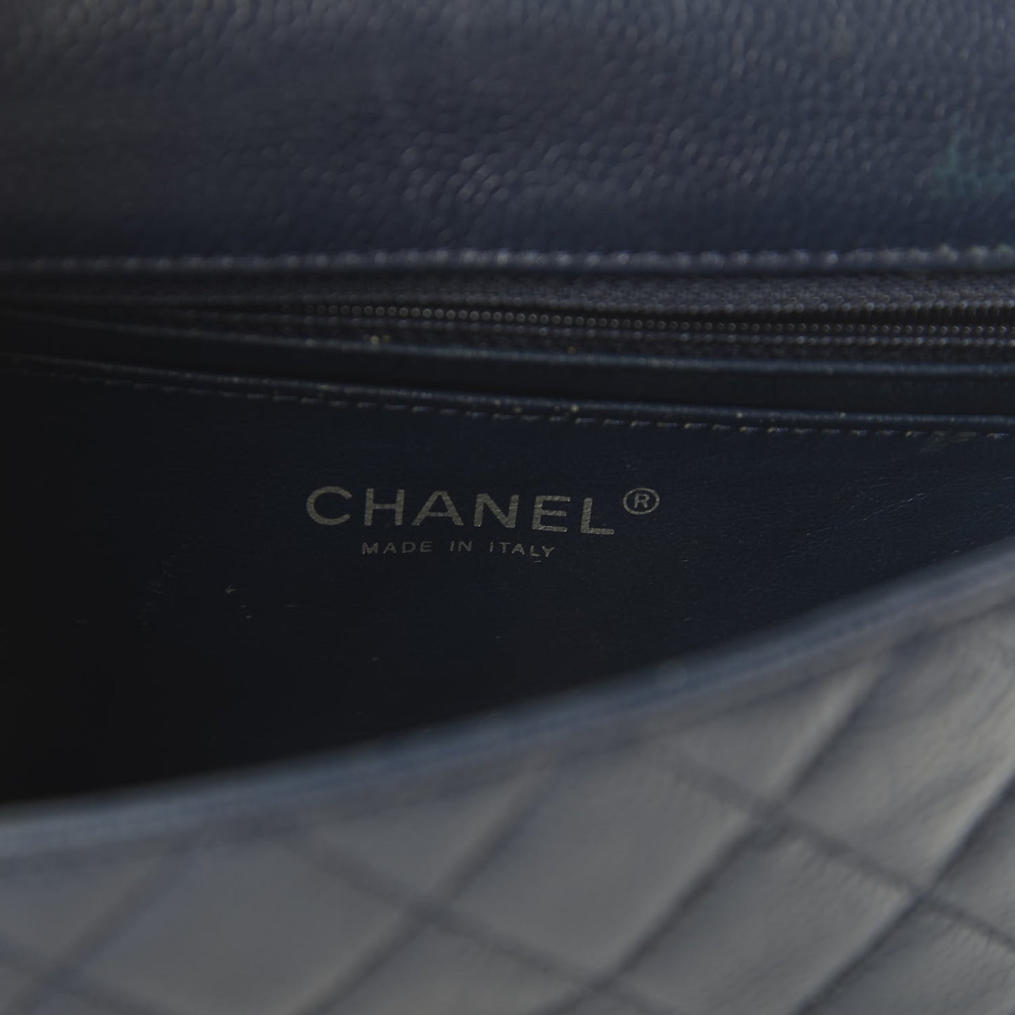 Caviar Quilted Mini Rectangular Flap Navy
