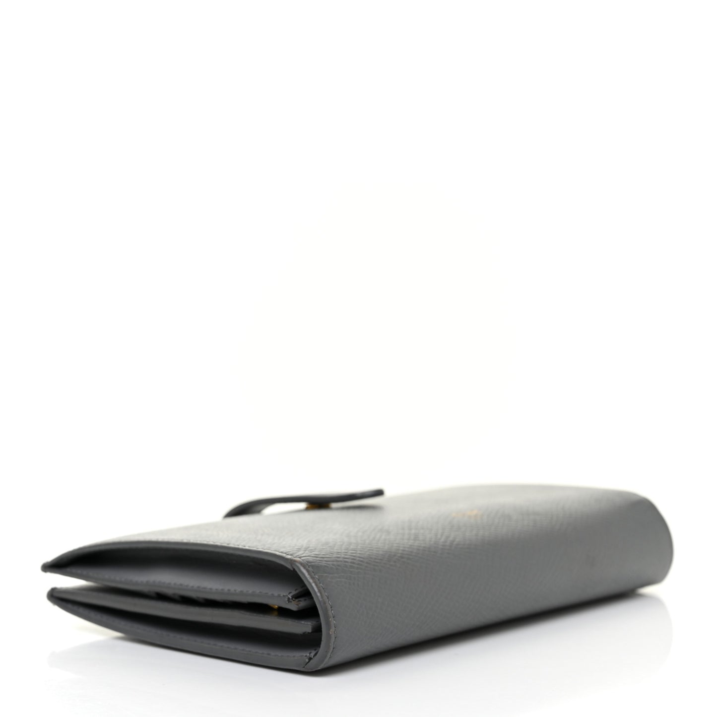 Grained Calfskin Large Multifunction Strap Wallet Grey