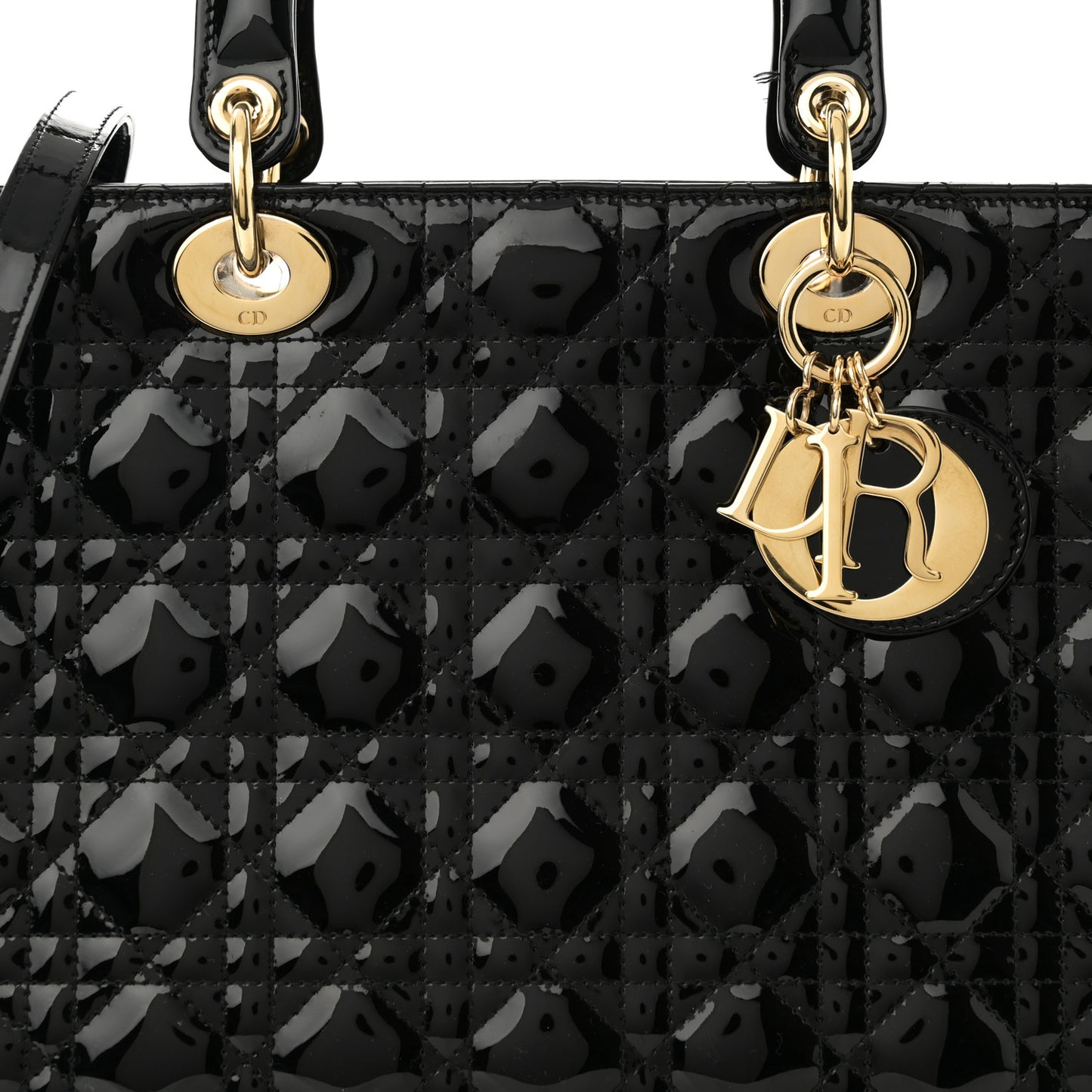 Patent Cannage Large Lady Dior Black