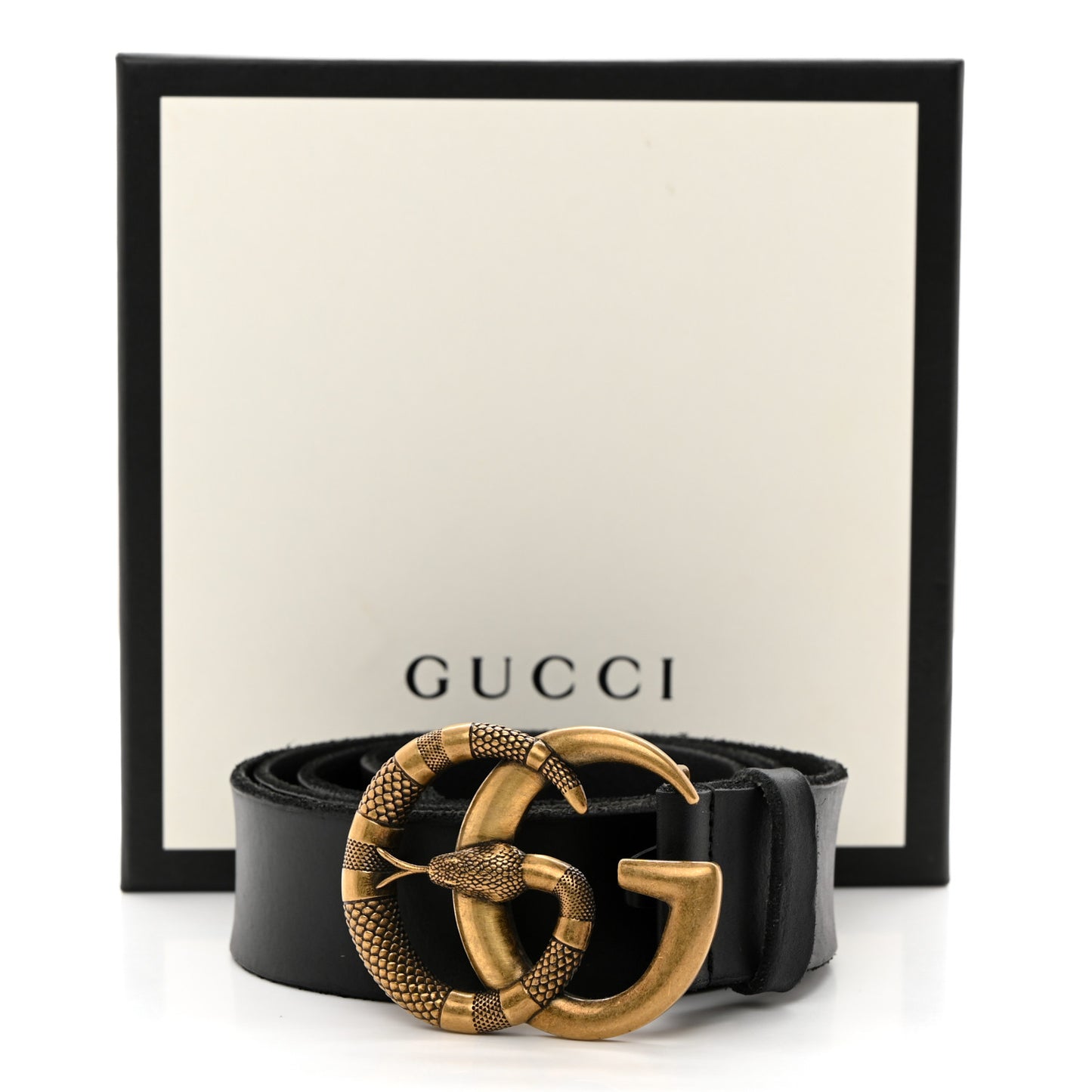 Faded Calfskin Snake Double G 40mm Belt 105 42 Black