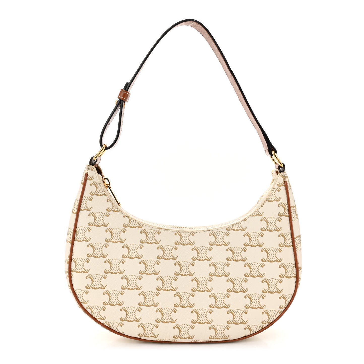 Canvas Calfskin Ava Triomphe Shoulder Bag White