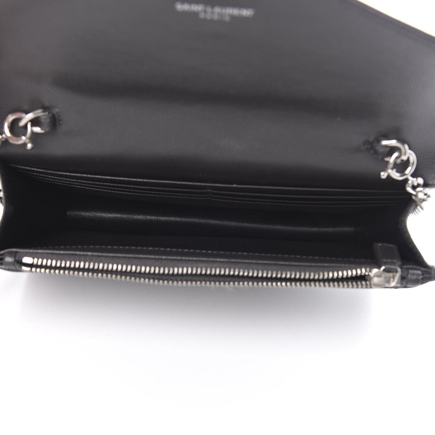 Grain De Poudre Matelasse Chevron Monogram Envelope Chain Wallet Coal