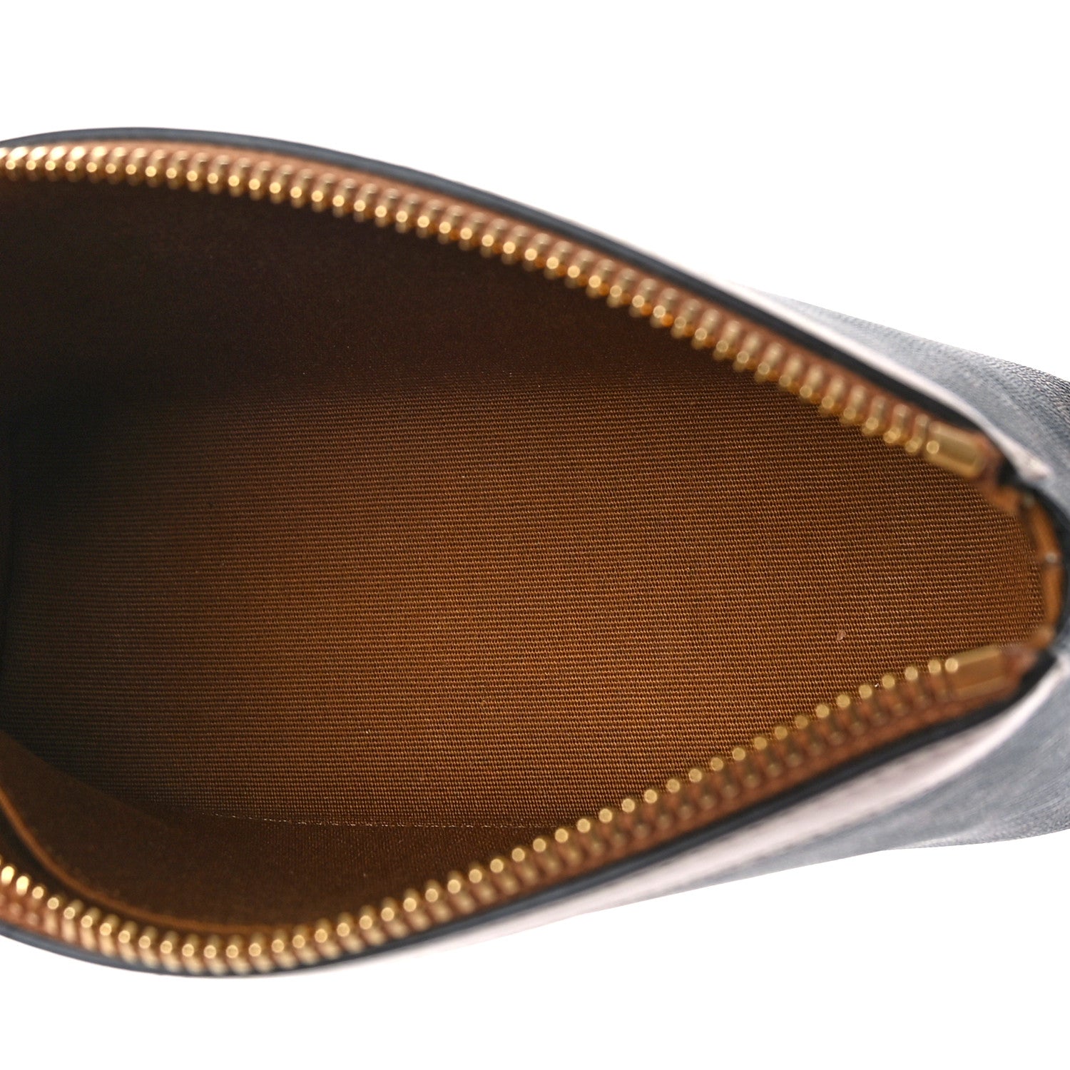 Celine Triomphe Canvas Calfskin Cosmetic Pouch Tan 5 of 7