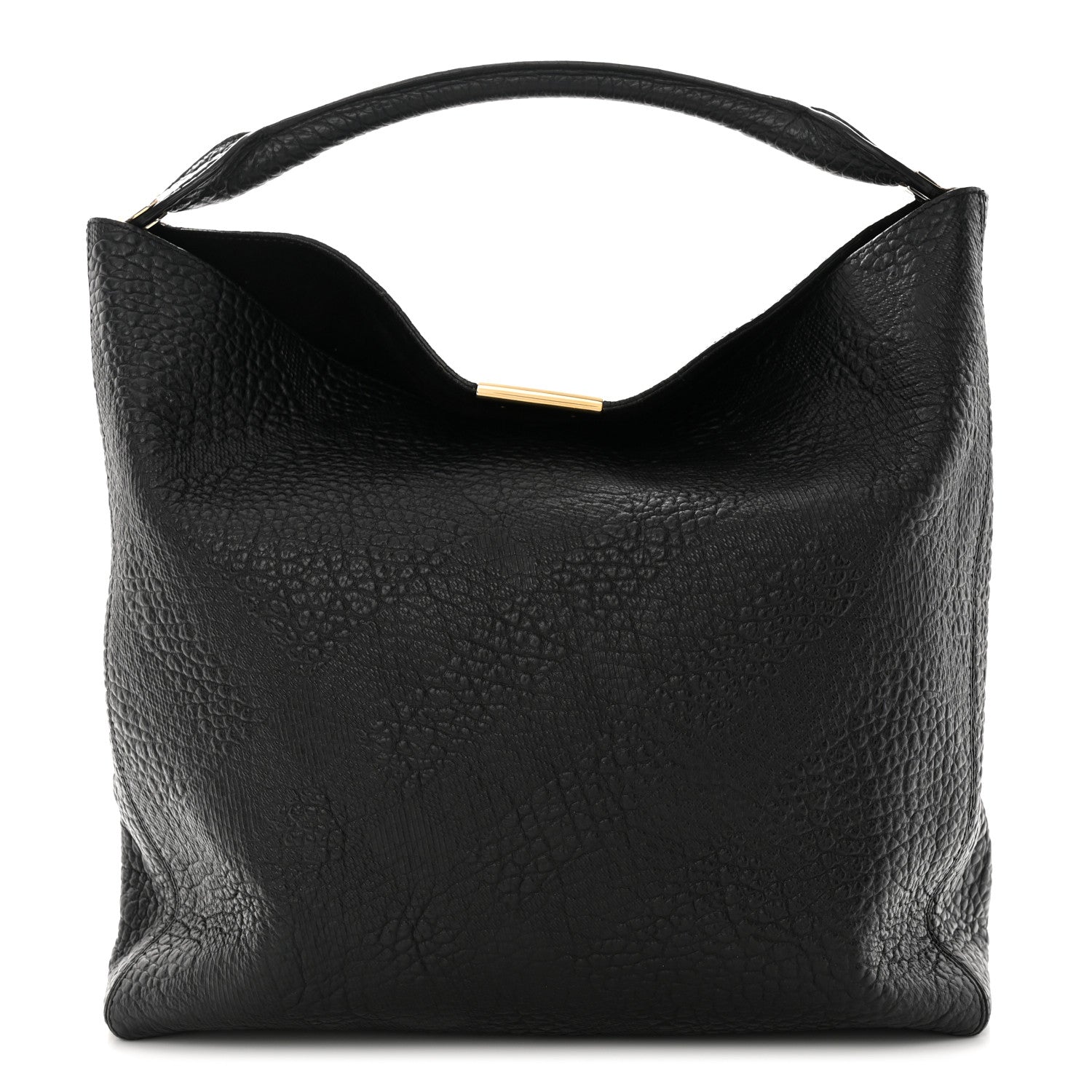 Burberry Heritage Grain Check Embossed Medium Lindburn Hobo Black