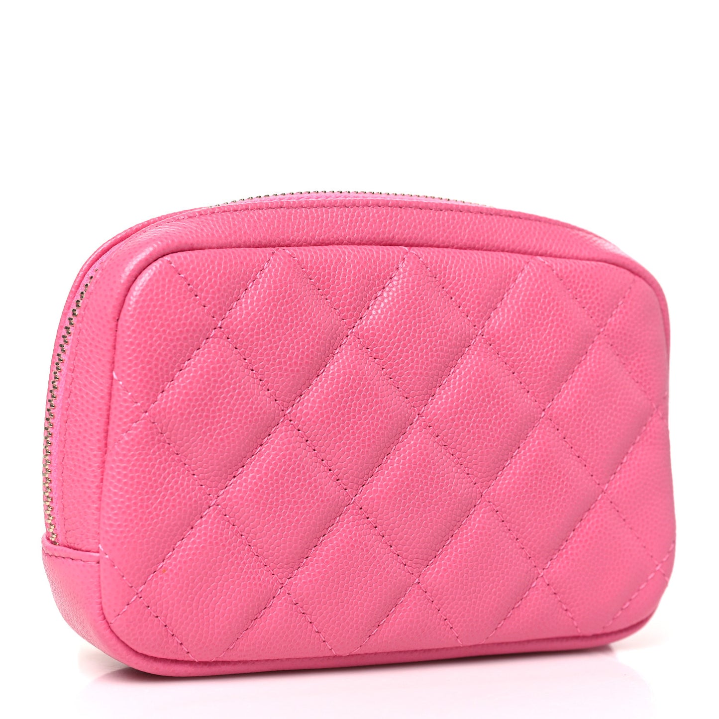 Caviar Quilted Small Curvy Pouch Cosmetic Case Pink
