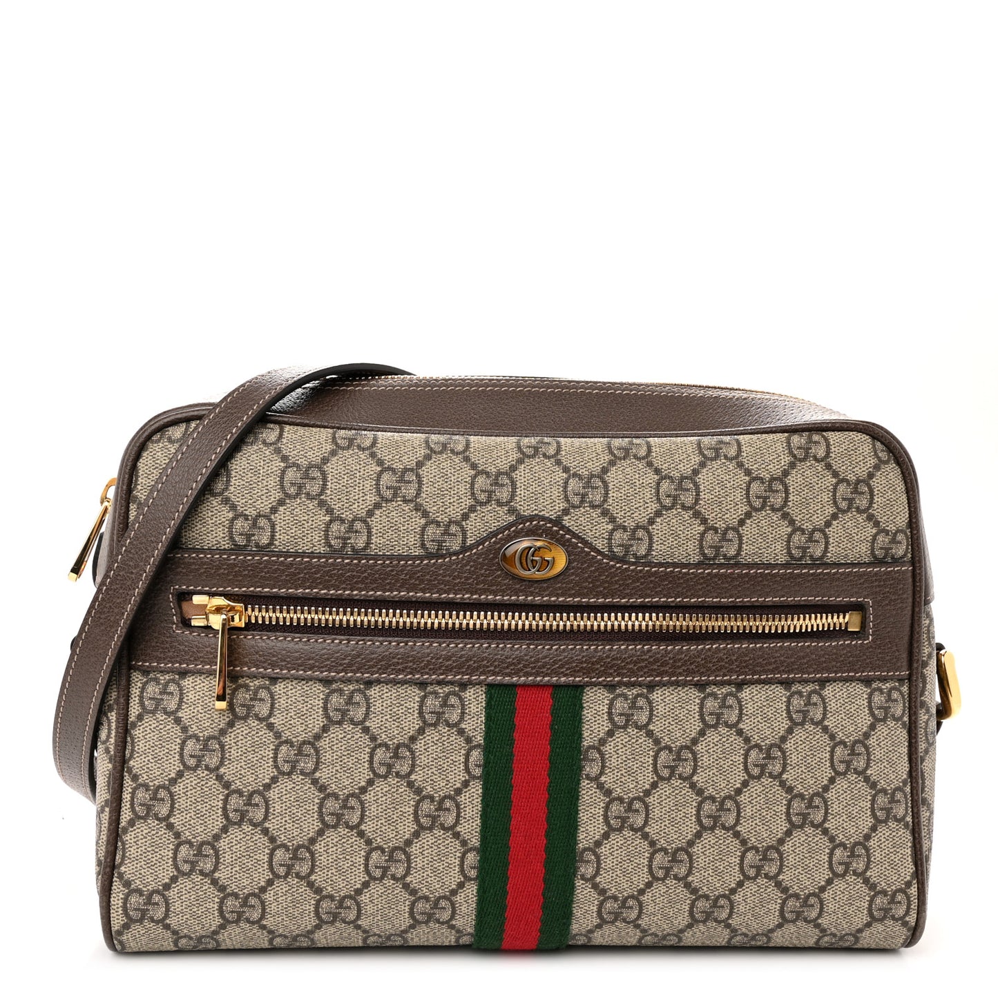 GG Supreme Monogram Web Small Ophidia Shoulder Bag Brown