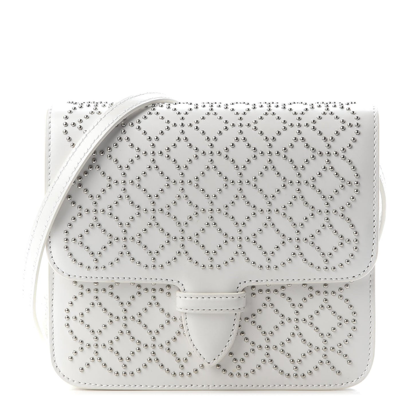 Calfskin Studded Arabesque Azzedine Messenger Flap White
