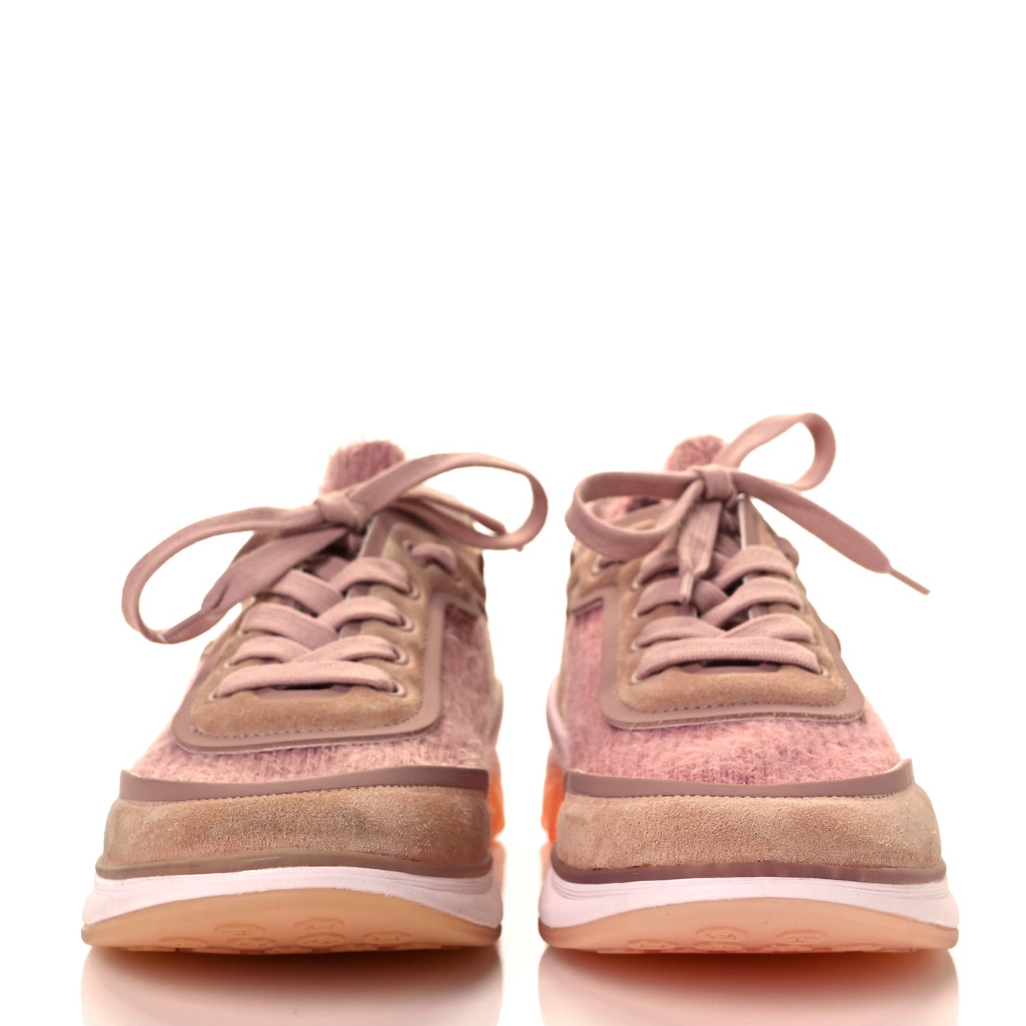 Wool Suede Calfskin CC Sneakers 36.5 Pink