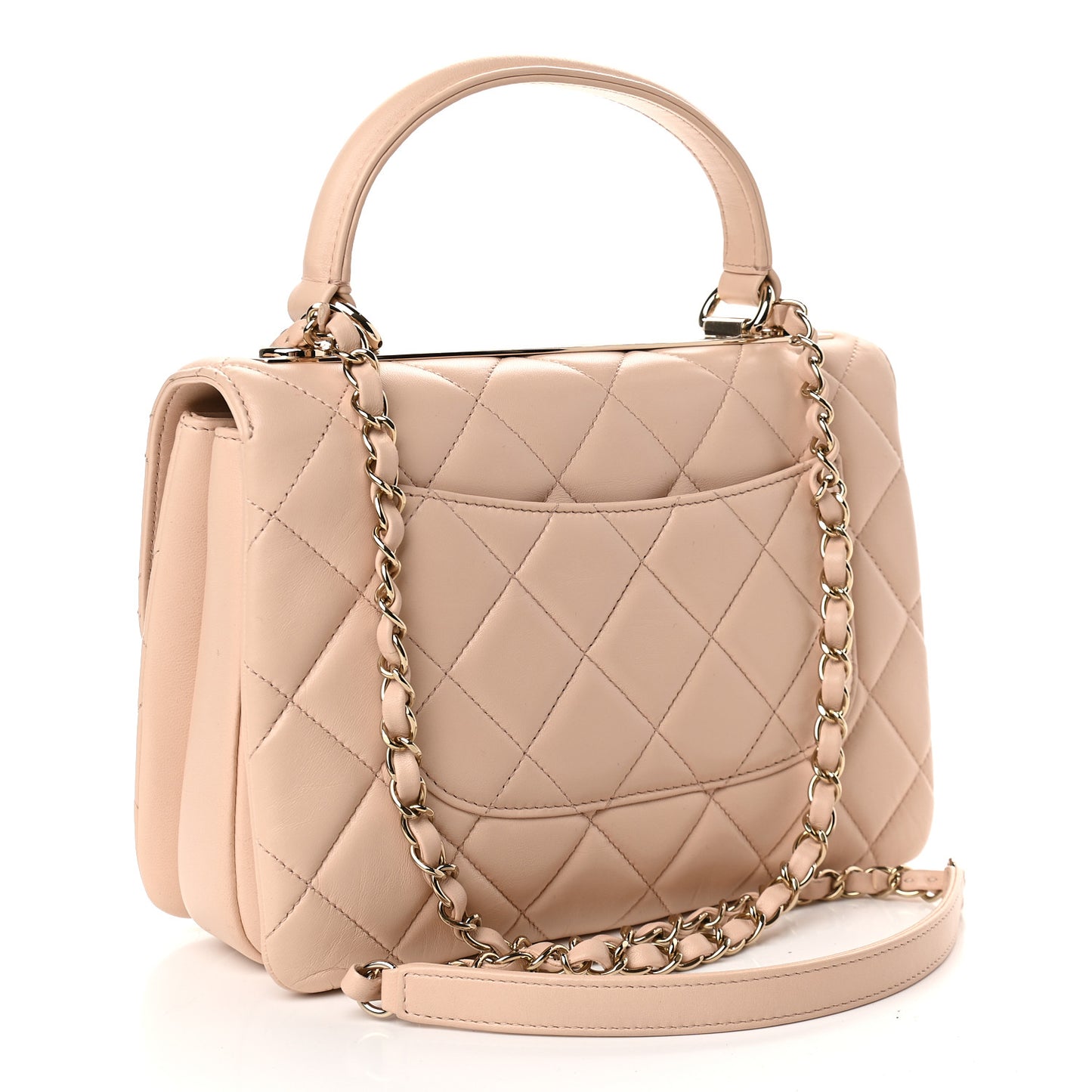Lambskin Quilted Small Trendy CC Dual Handle Flap Bag Beige