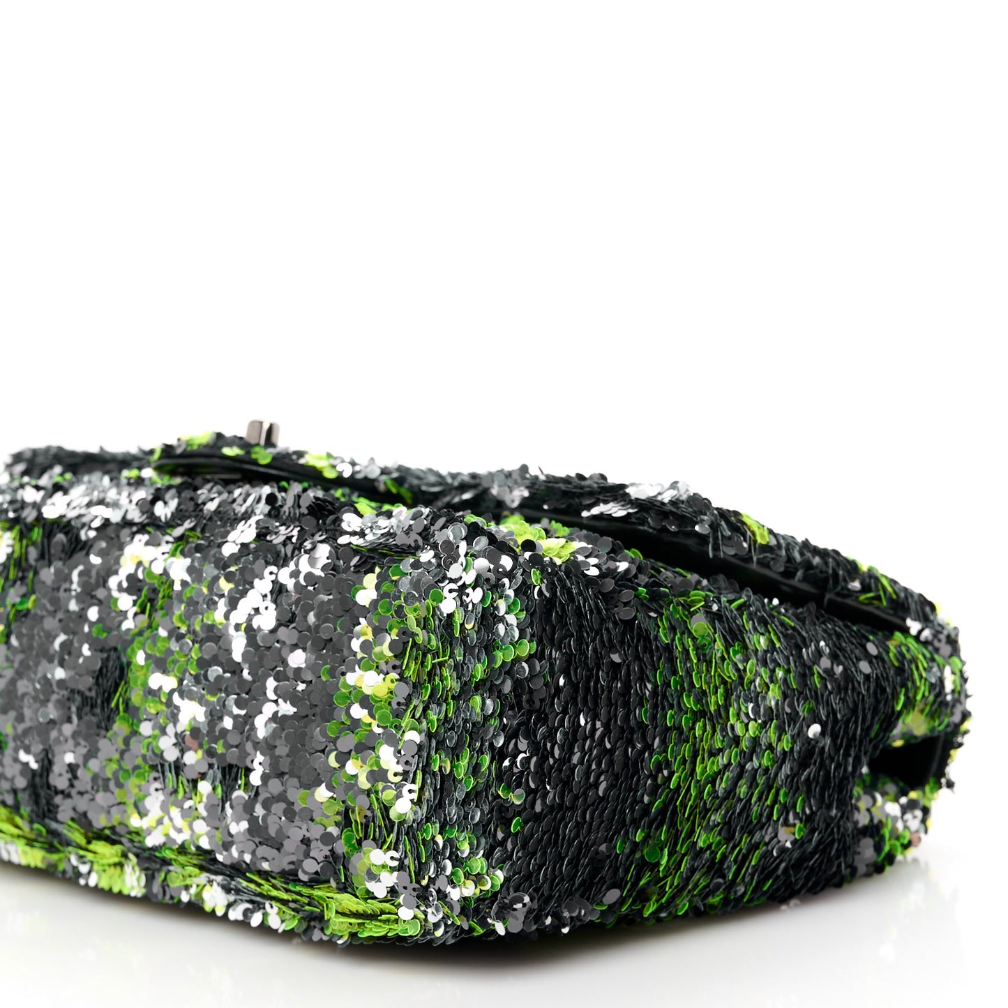 Sequin Logo Single Flap Green Silver Black