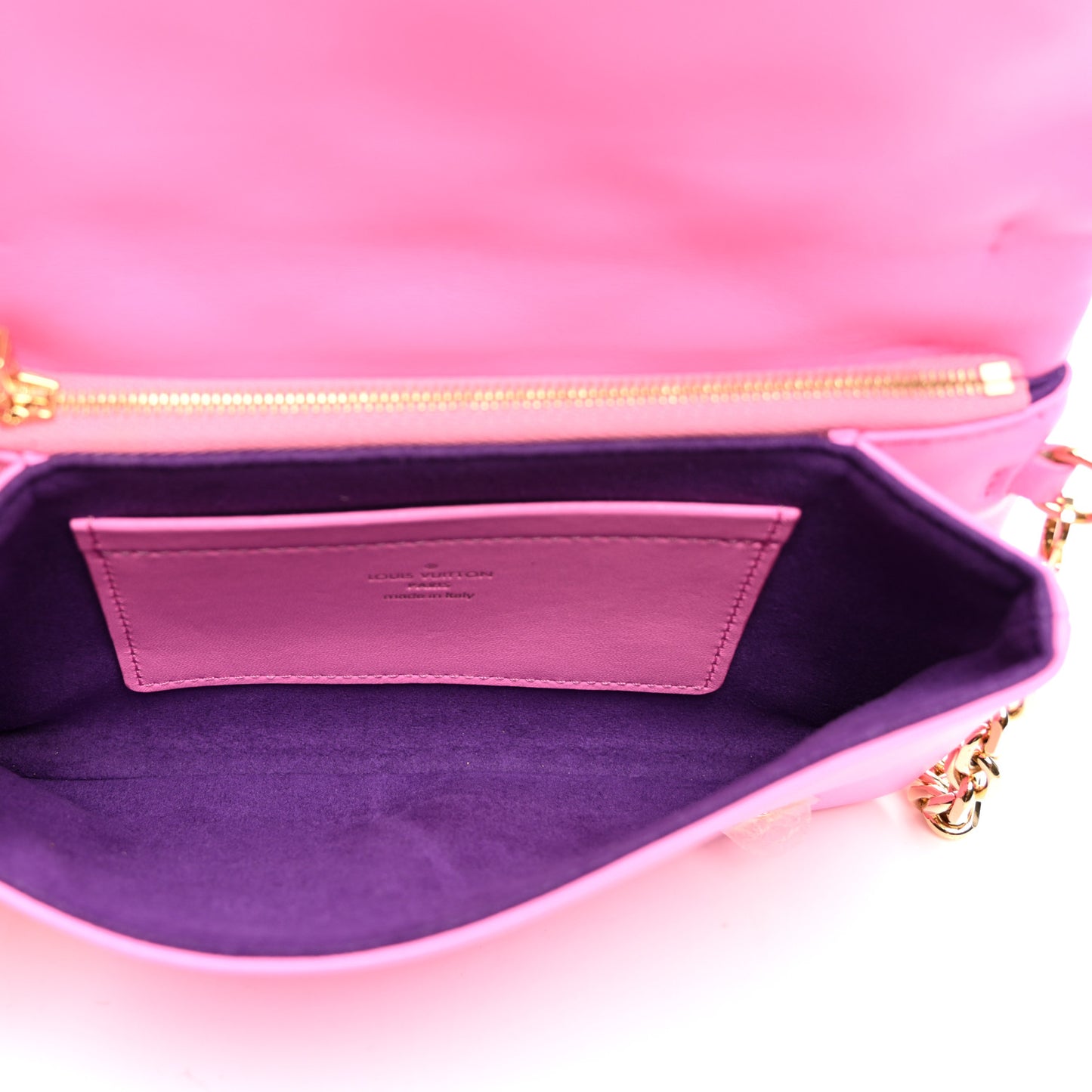 Lambskin Embossed Monogram Vuittamins Pochette Coussin Rose Violet