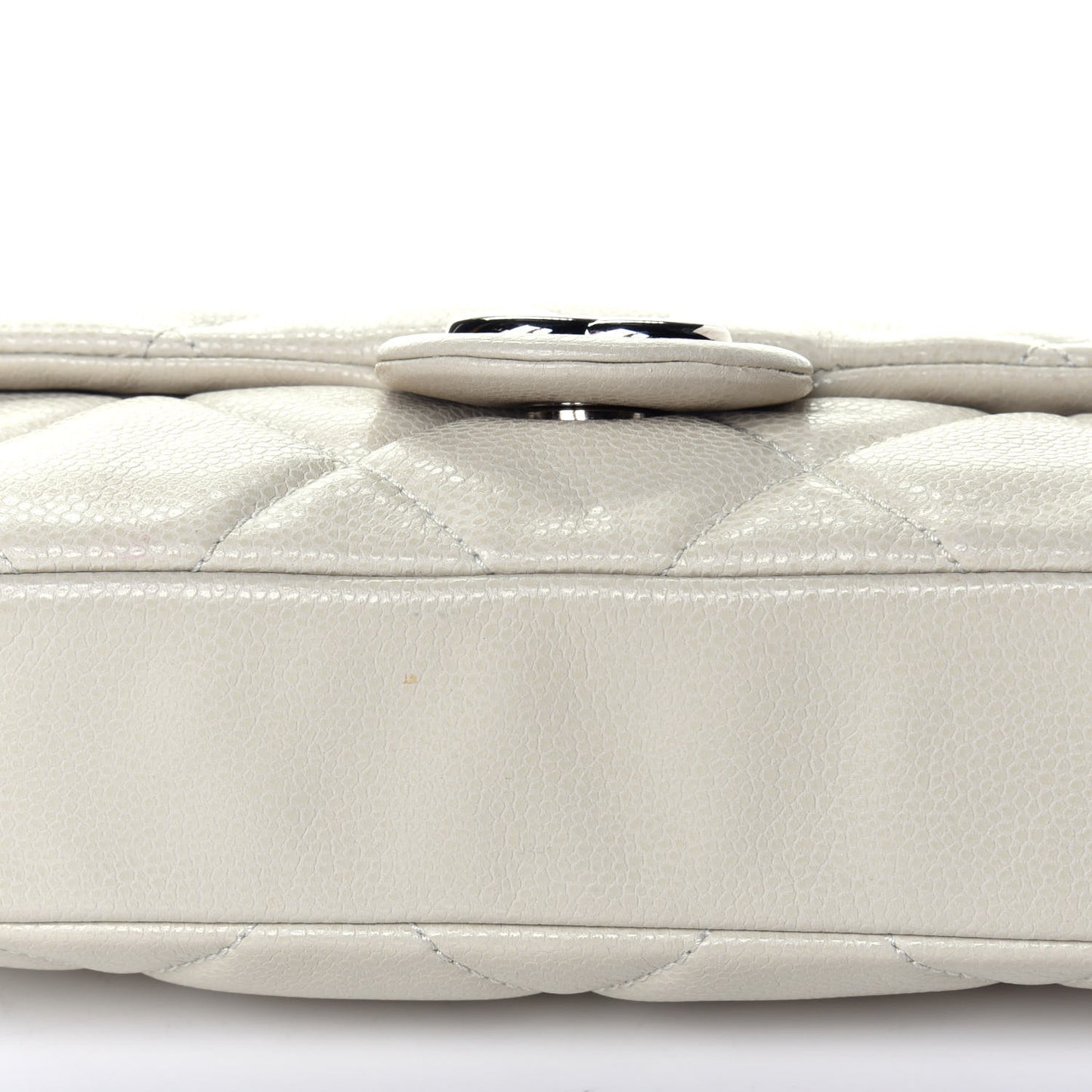 Glazed Caviar Quilted Small Nature Flap Bag White