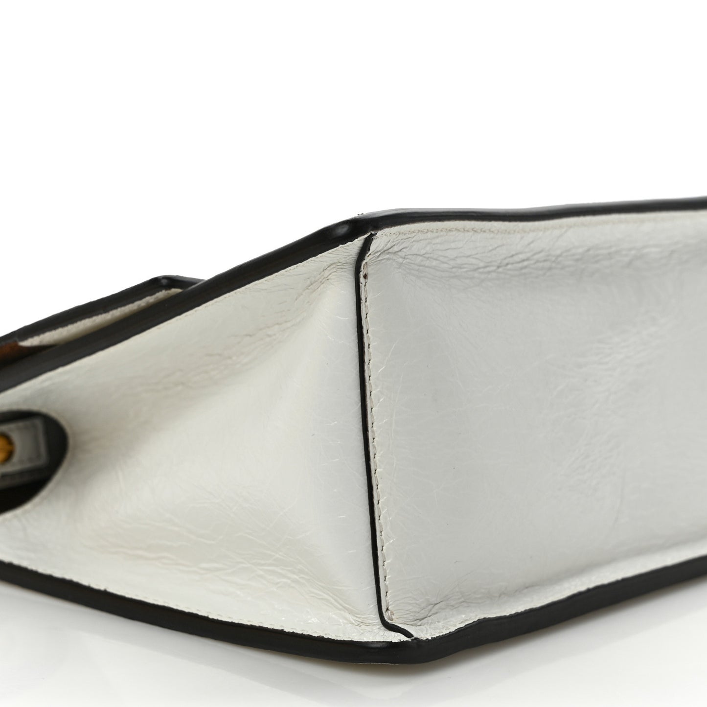 Agnello Old Shine Small Kan U Shoulder Bag White