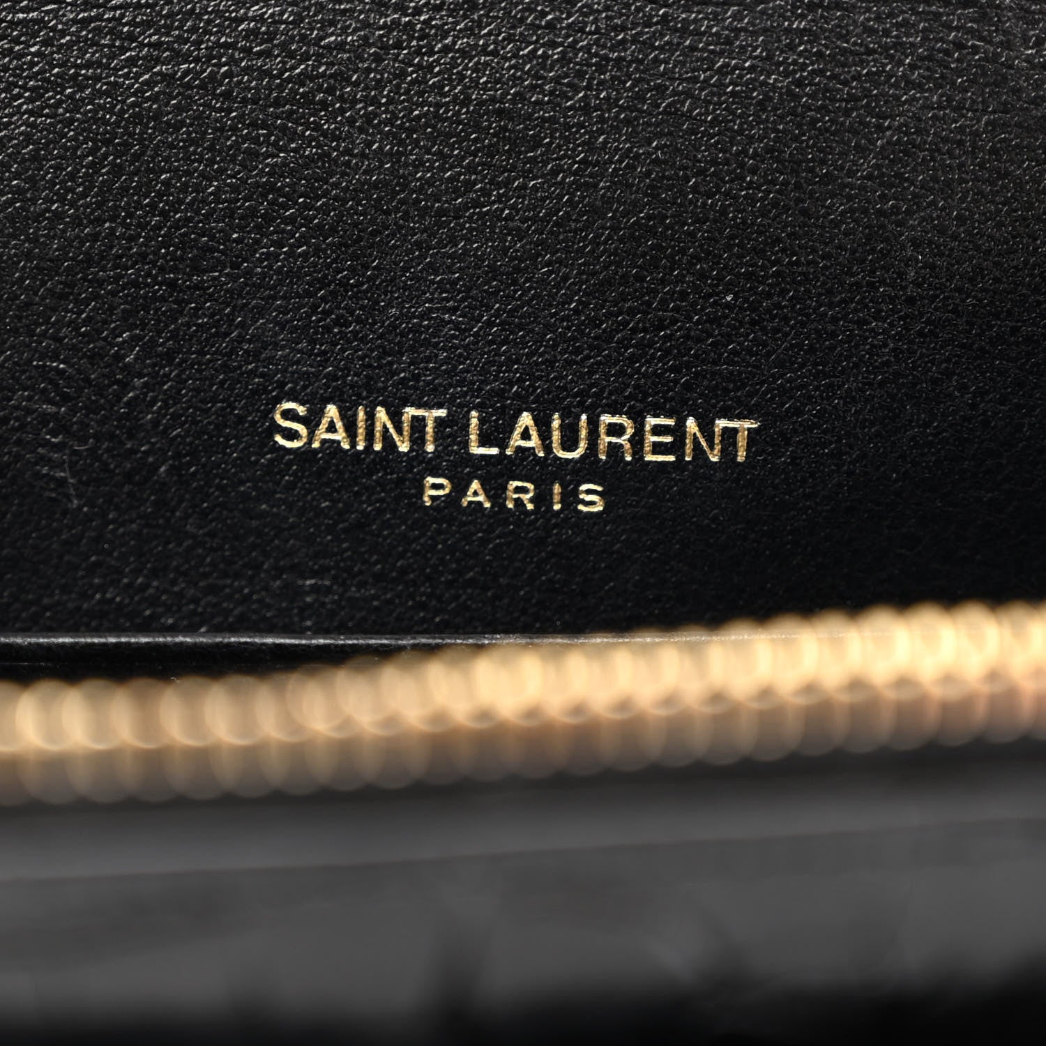Saint Laurent Calfskin Crocodile Embossed Monogram Sunset Top Handle Chain Wallet Black 6 of 11